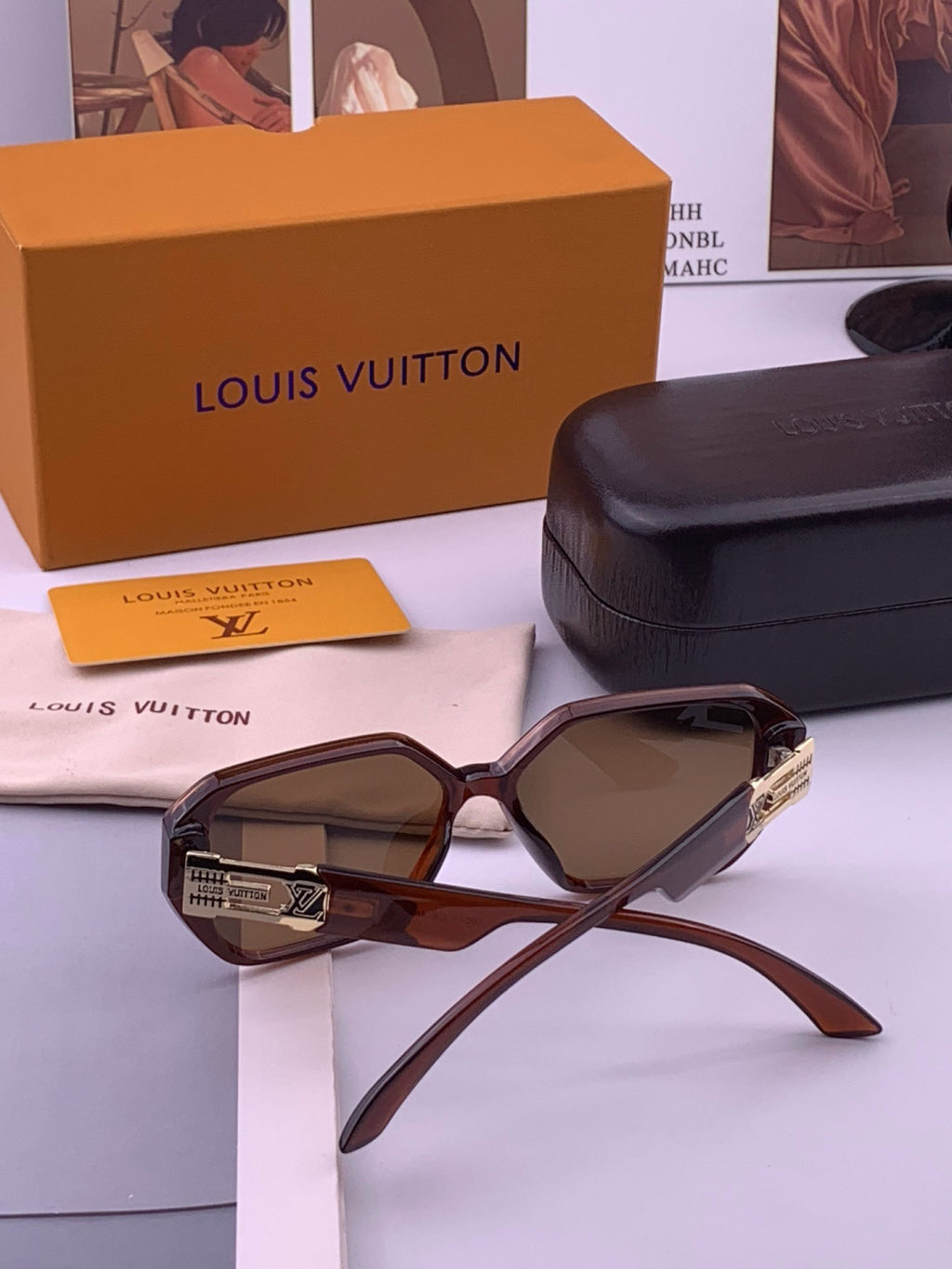 Louis Vuitton L17001 Square Black Lens Sunglasses for Women - 371303 - detail image 6