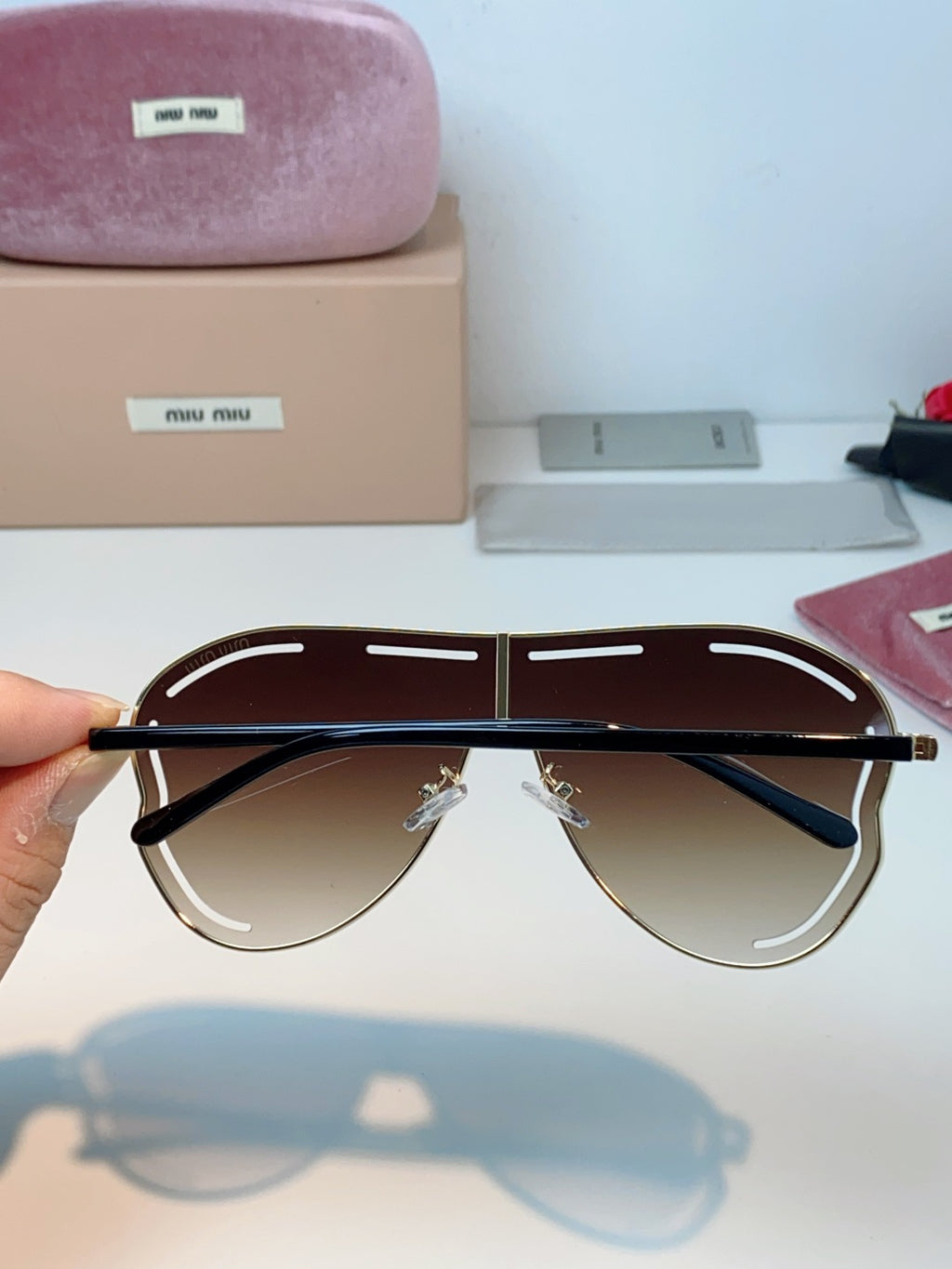 Miu Miu Metal Aviator Red Lens Sunglasses for Men & Women - detail image 5