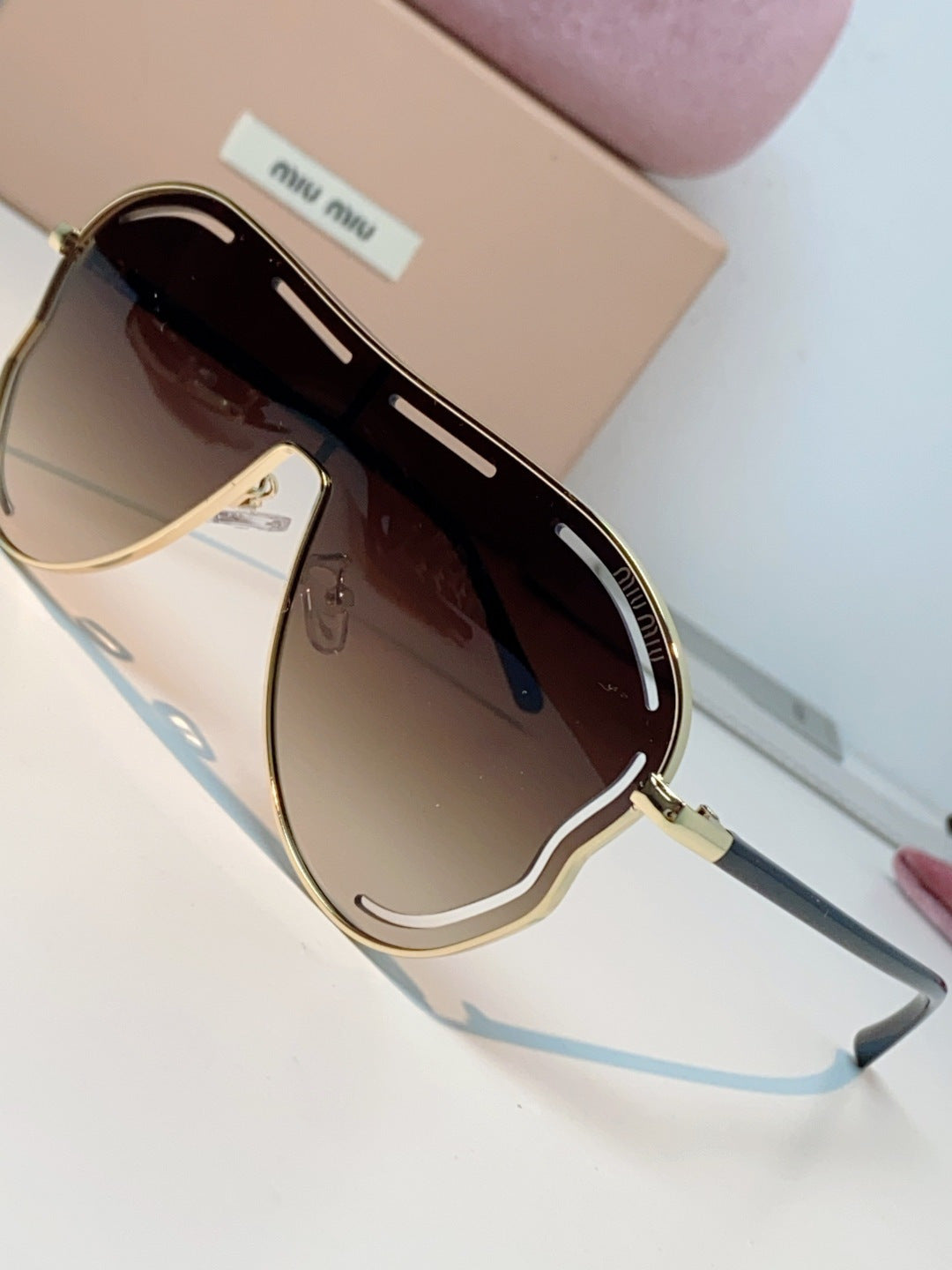 Miu Miu Metal Aviator Red Lens Sunglasses for Men & Women - detail image 7