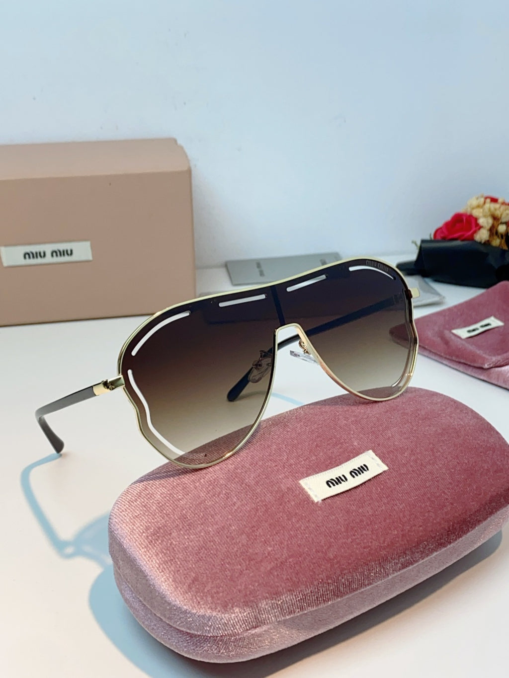 Miu Miu Metal Aviator Red Lens Sunglasses for Men & Women - detail image 11