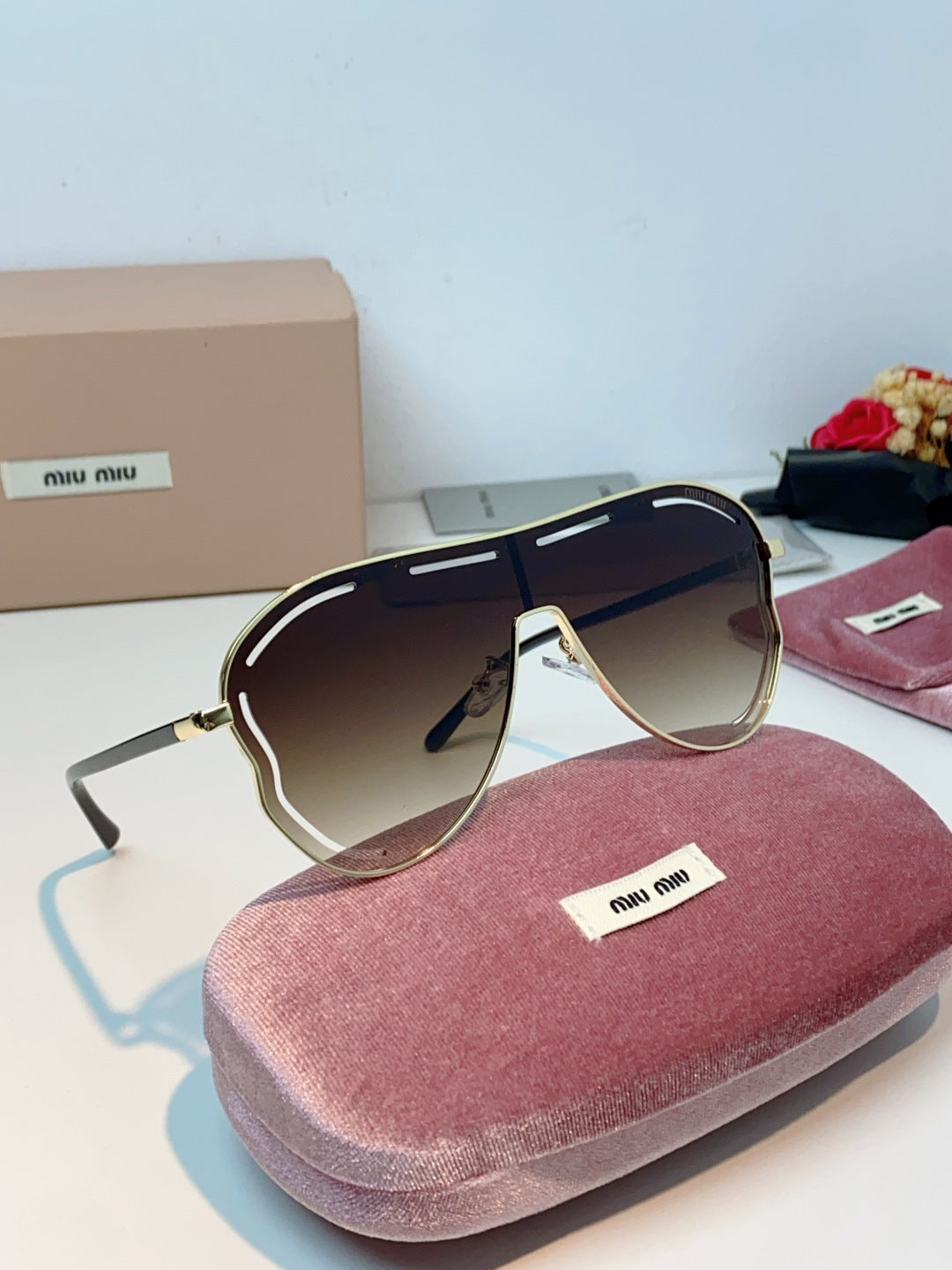 Miu Miu Metal Aviator Red Lens Sunglasses for Men & Women - detail image 11