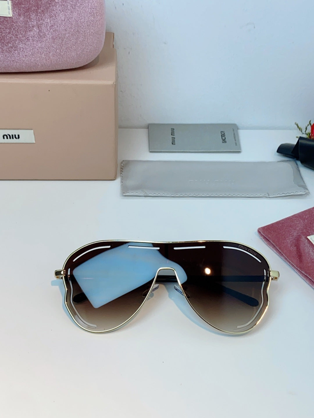 Miu Miu Metal Aviator Red Lens Sunglasses for Men & Women - detail image 10