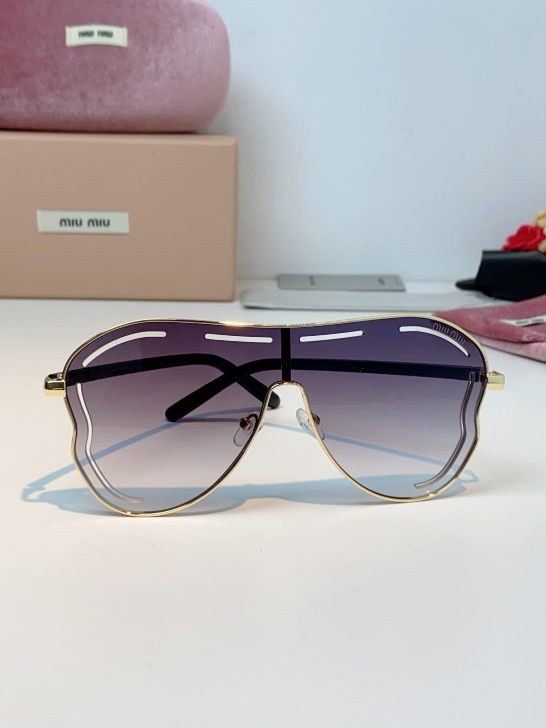 Miu Miu Metal Aviator Purple Lens Sunglasses for Men & Women - detail image 2