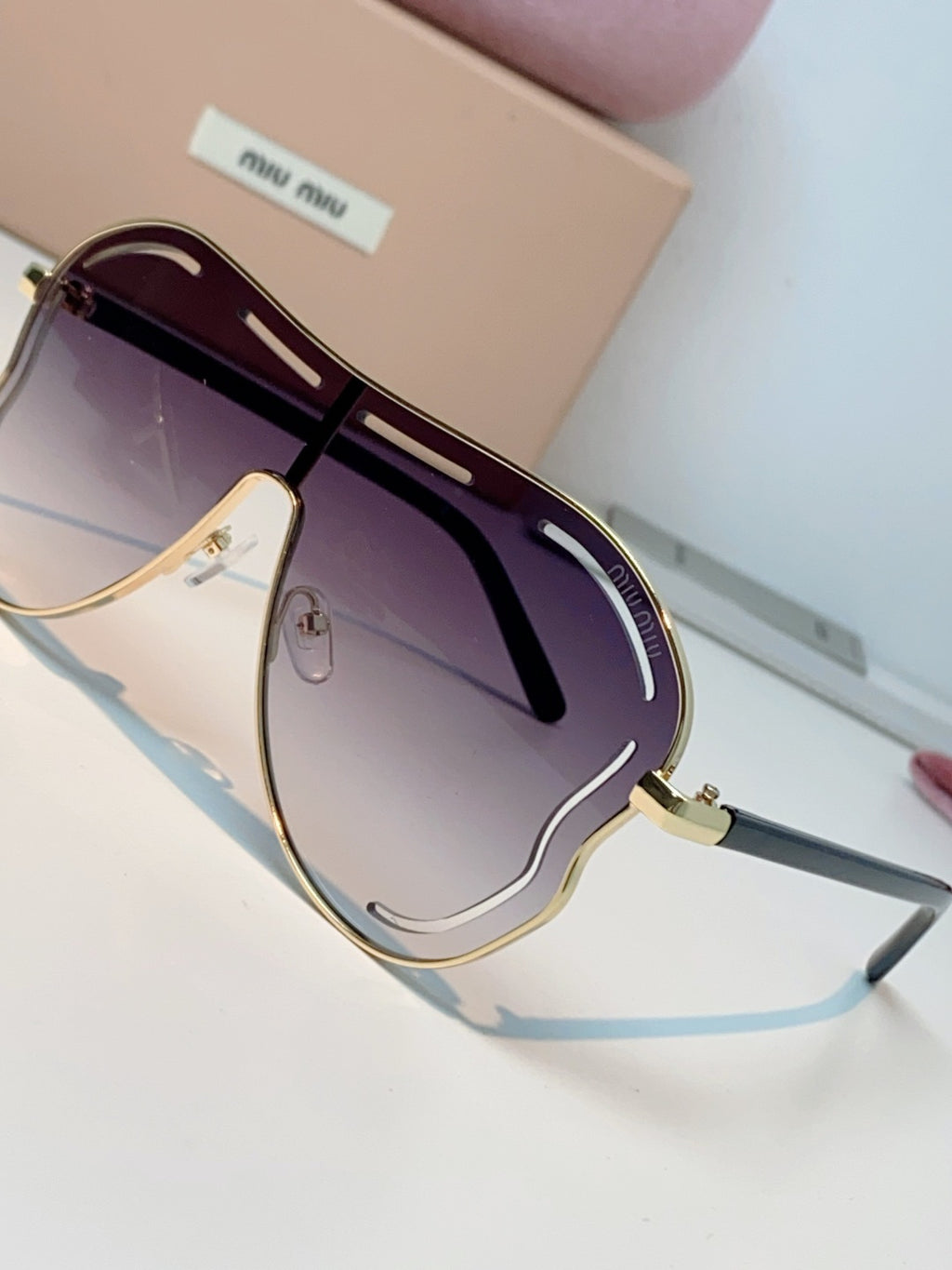 Miu Miu Metal Aviator Purple Lens Sunglasses for Men & Women - detail image 7