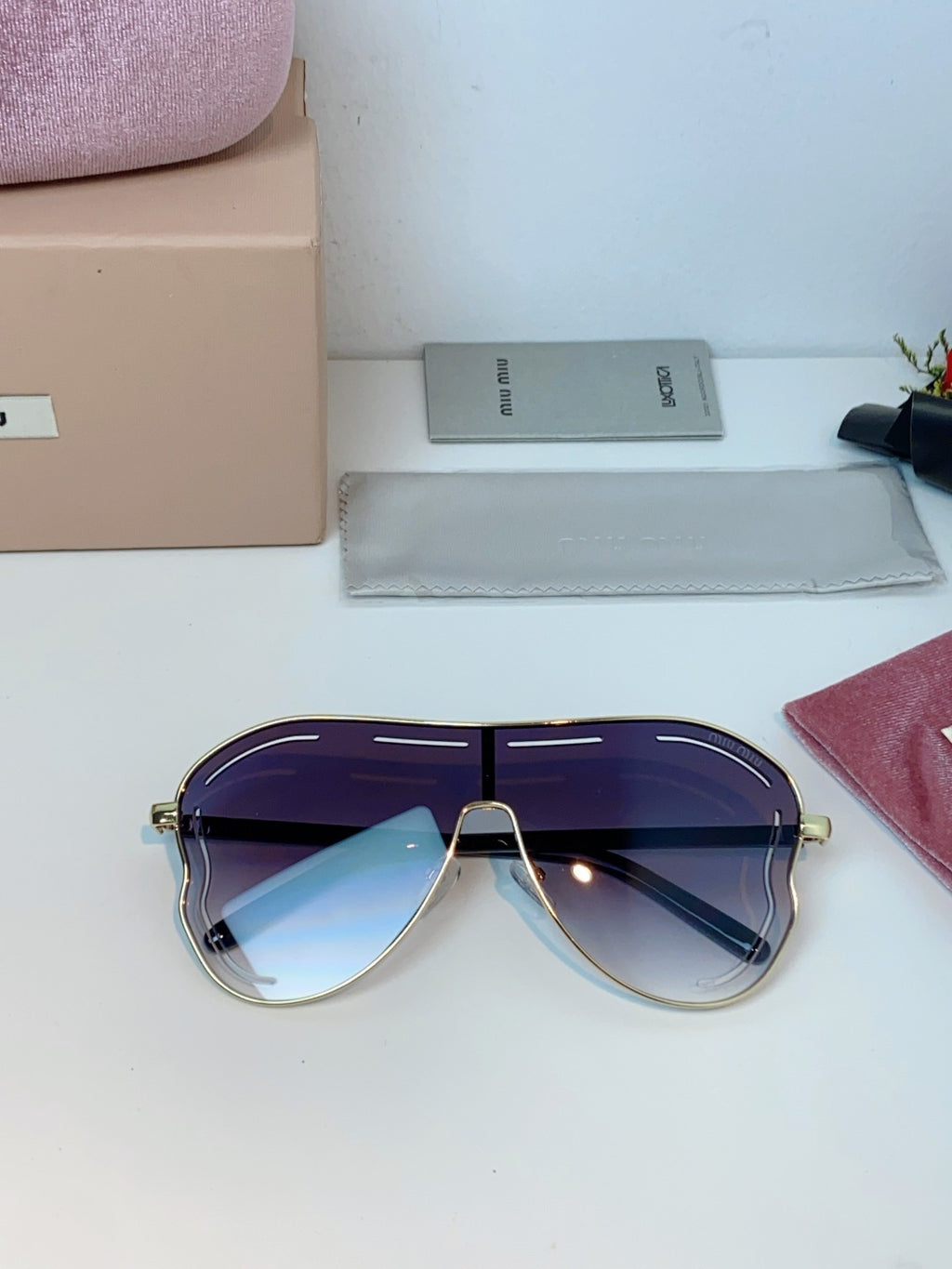 Miu Miu Metal Aviator Purple Lens Sunglasses for Men & Women - detail image 10