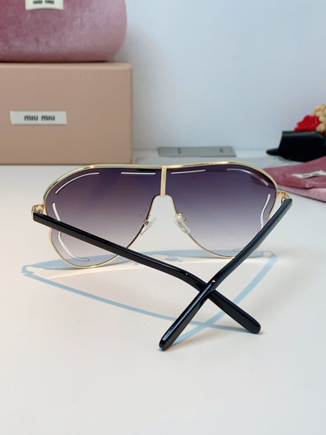 Miu Miu Metal Aviator Purple Lens Sunglasses for Men & Women - detail image 3