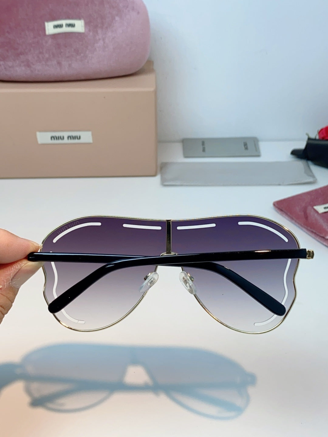 Miu Miu Metal Aviator Purple Lens Sunglasses for Men & Women - detail image 5