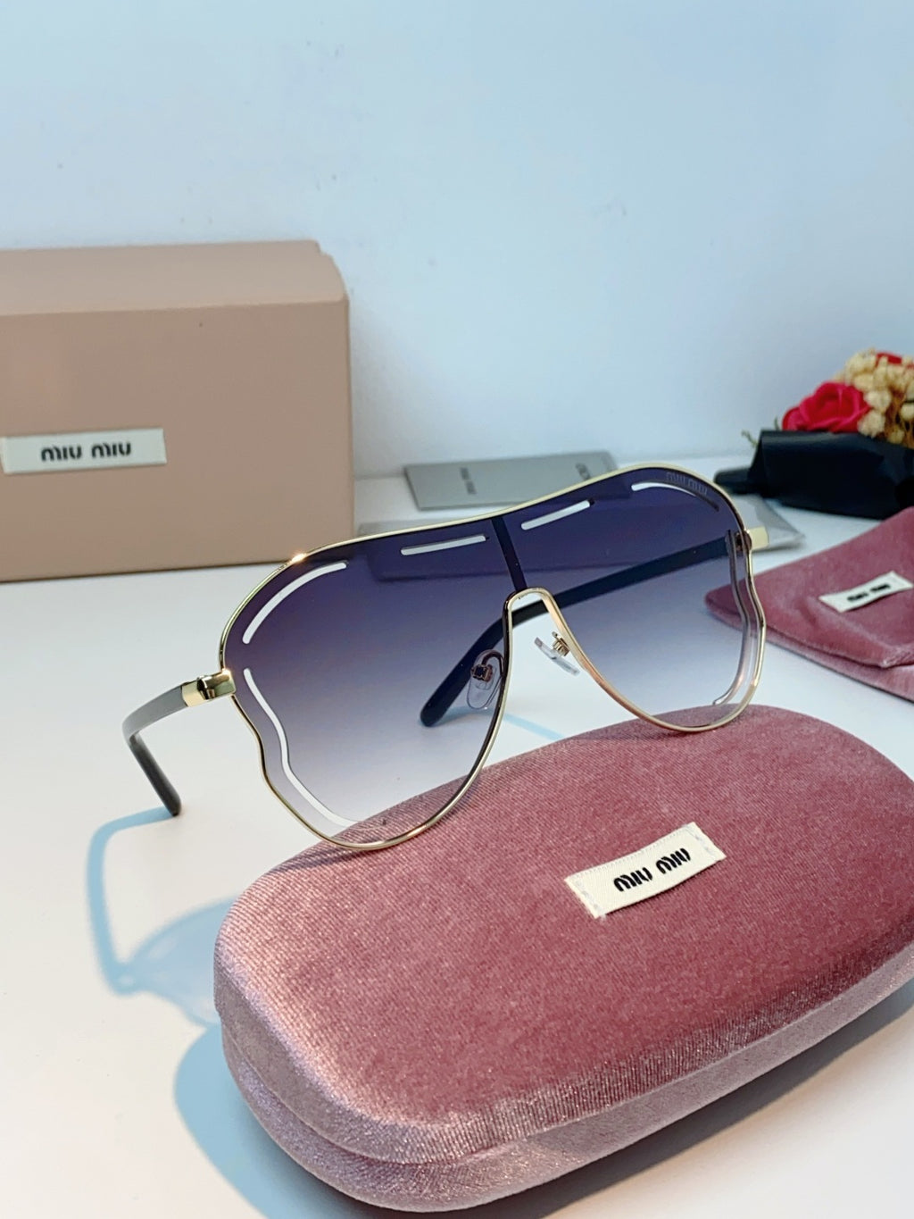 Miu Miu Metal Aviator Purple Lens Sunglasses for Men & Women - detail image 11