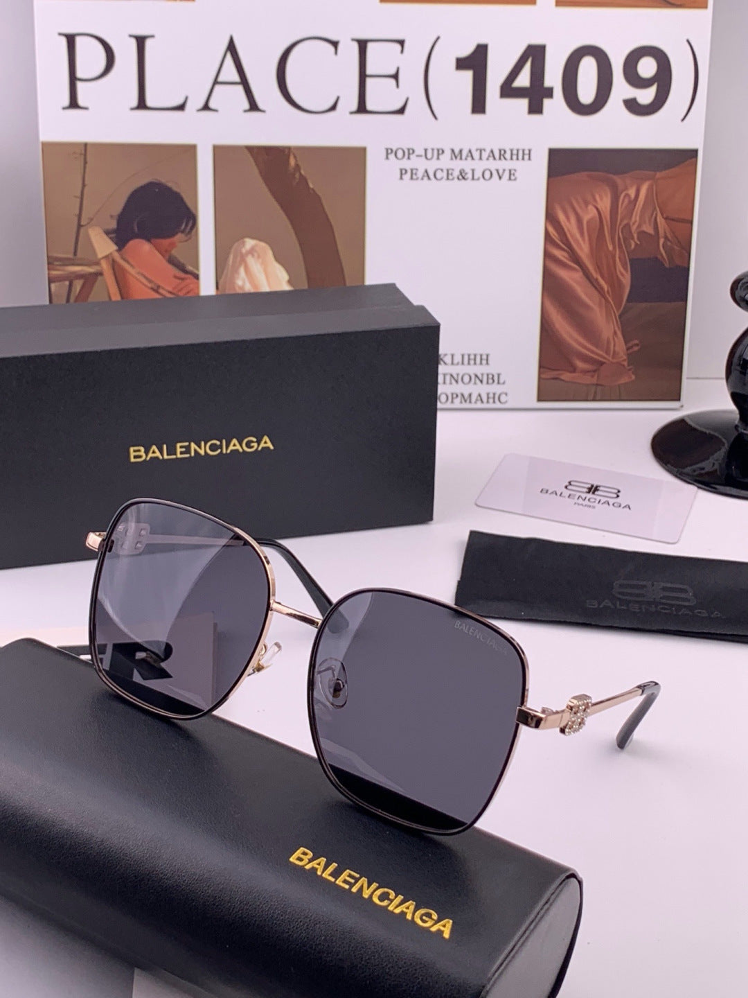 Balenciaga BL7192 Metal Fashion Black Lens Sunglasses for Men & Women - 382924