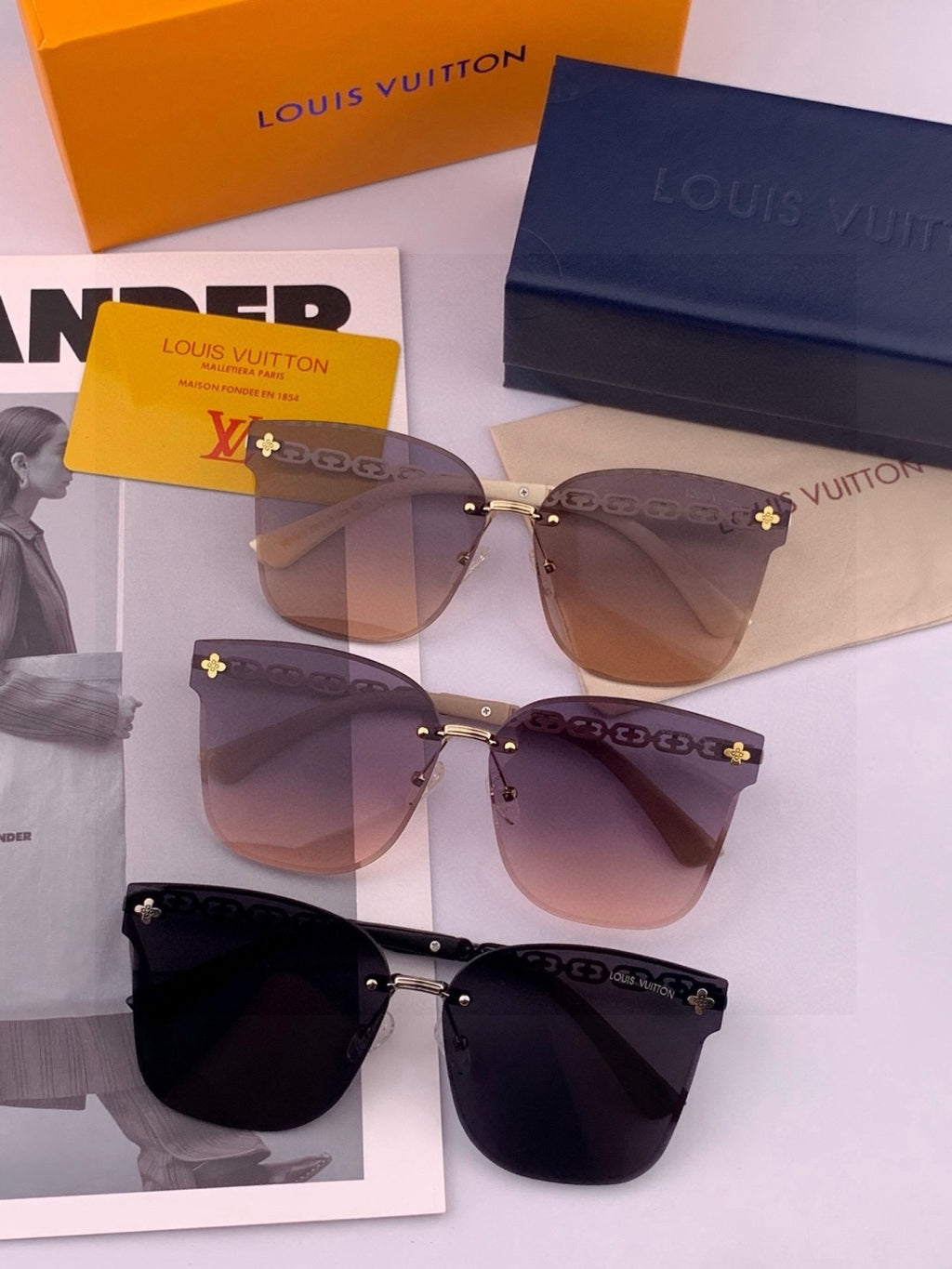 Louis Vuitton L7101 Square Gold Lens Sunglasses for Men & Women - 381844 - detail image 6