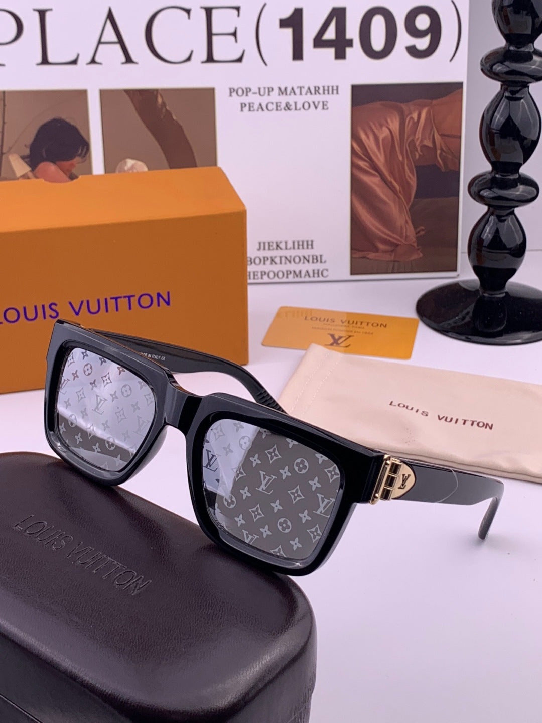 Louis Vuitton L4443 Square Black Lens Sunglasses for Women - 381835 - detail image 5