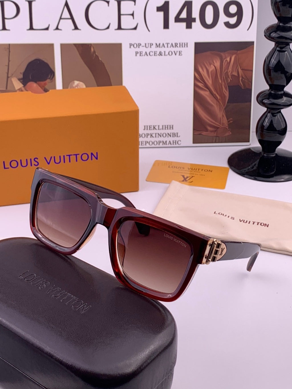Louis Vuitton L4443 Square Black Lens Sunglasses for Women - 381835 - detail image 3