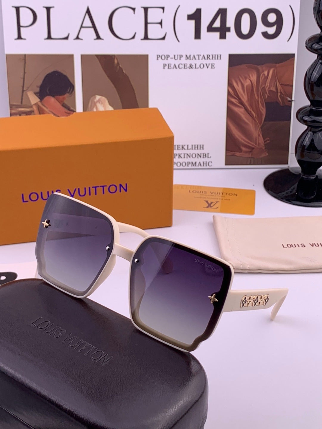 Louis Vuitton L1007 Polarized Square Brown Lens Sunglasses for Men & Women - detail image 2