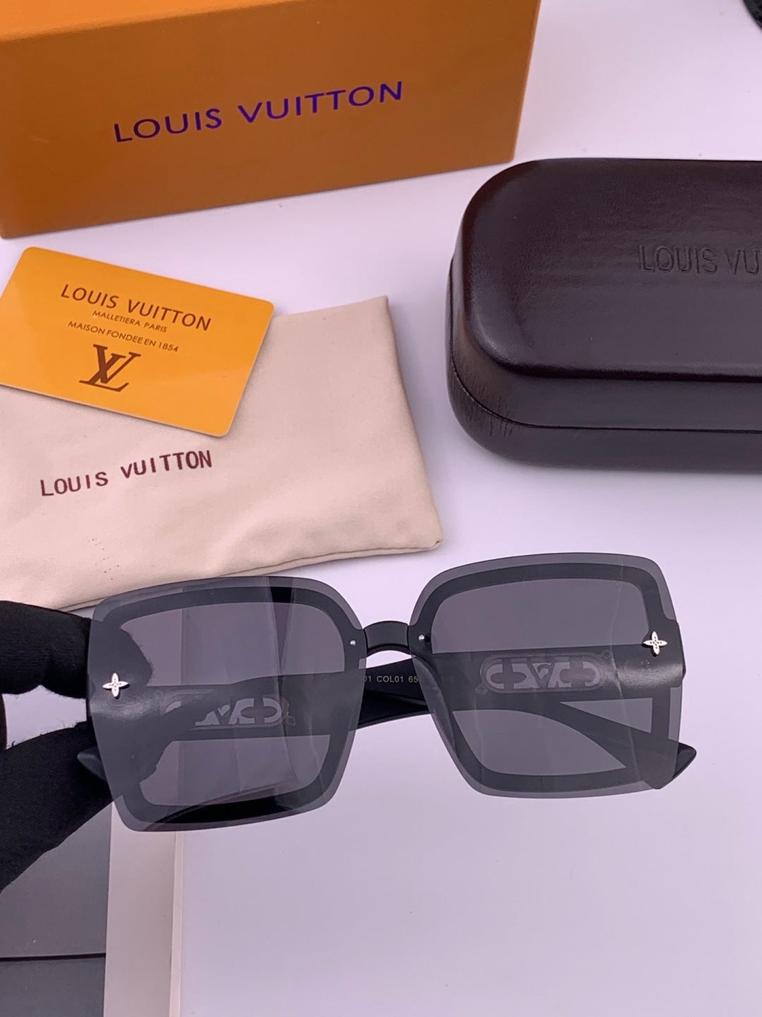 Louis Vuitton Polarized Square Brown Lens Sunglasses for Men & Women - 381837