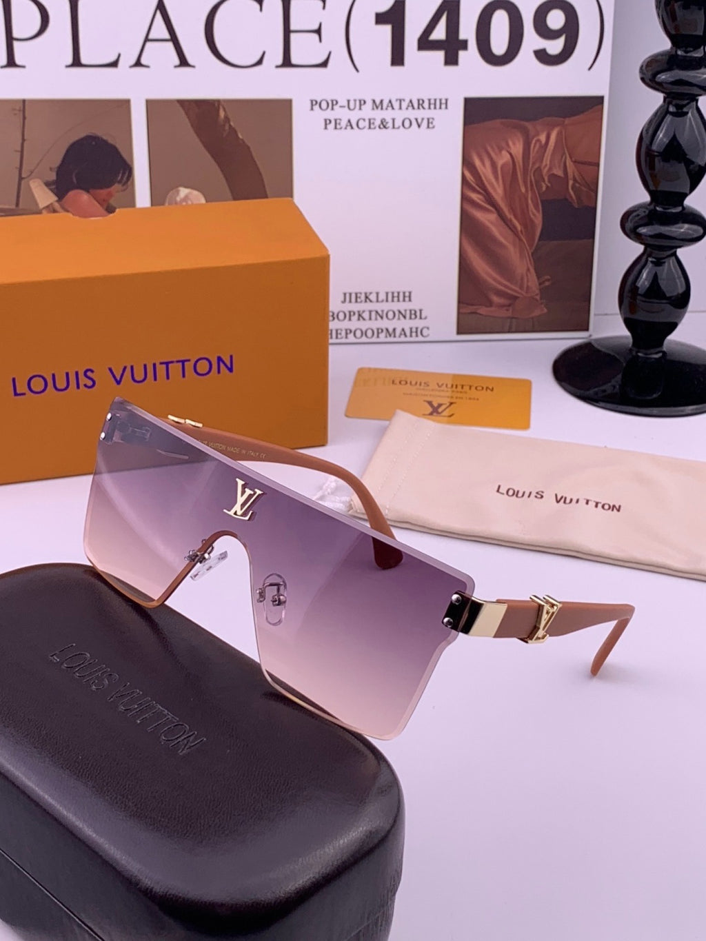 Louis Vuitton L36000 Oversized Purple Lens Sunglasses for Men & Women - 381843 - detail image 2