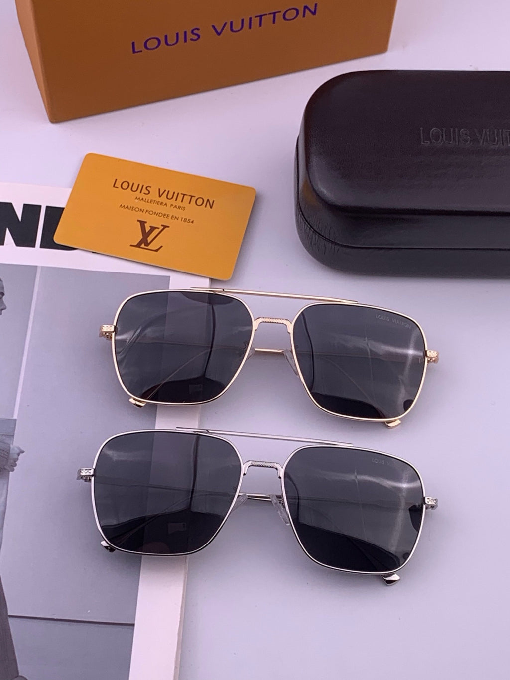 Louis Vuitton L1805 Polarized Aviator Orange Lens Sunglasses for Men - 381821 - detail image 7