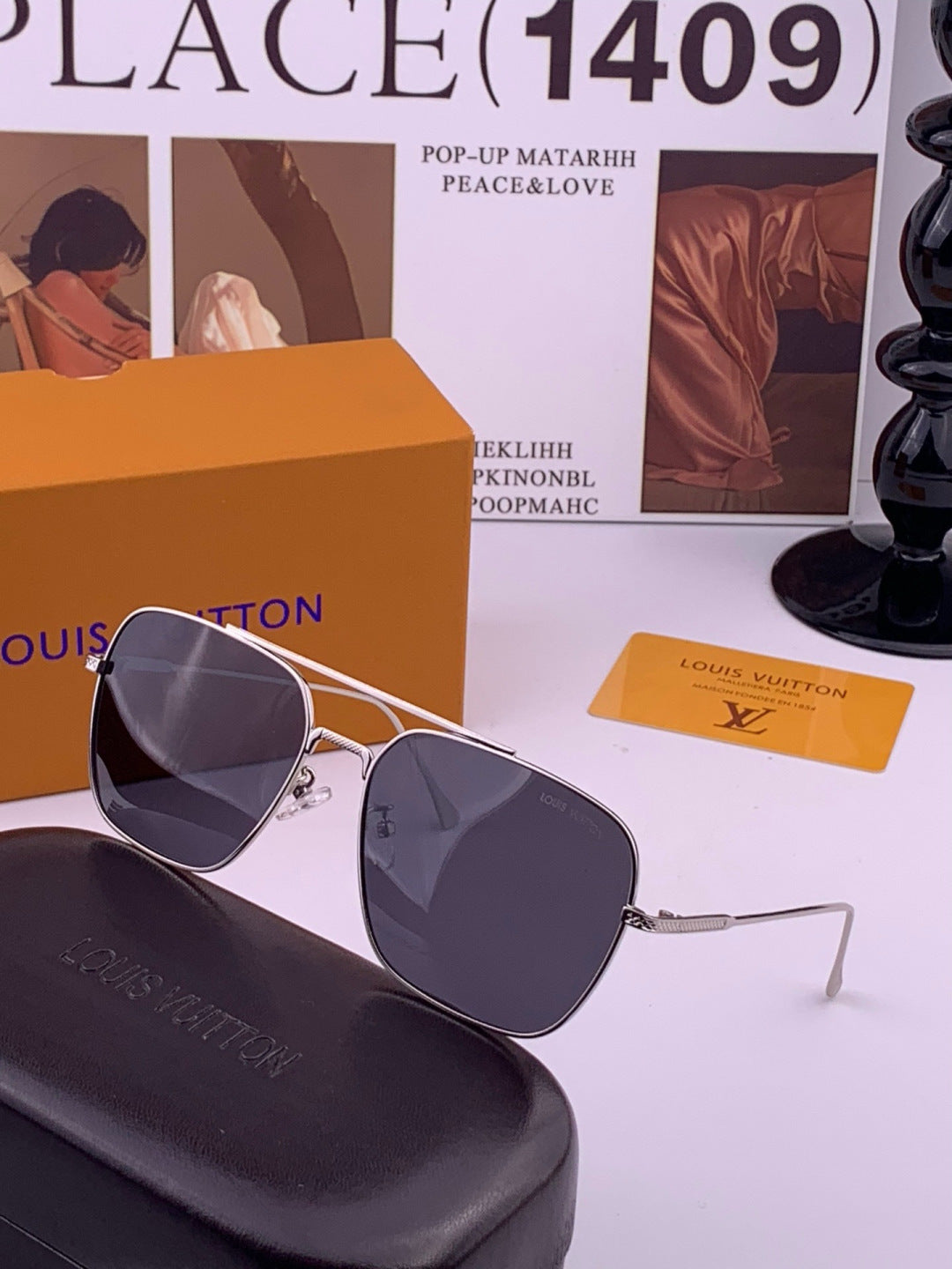 Louis Vuitton L1805 Polarized Aviator Orange Lens Sunglasses for Men - 381821 - detail image 2