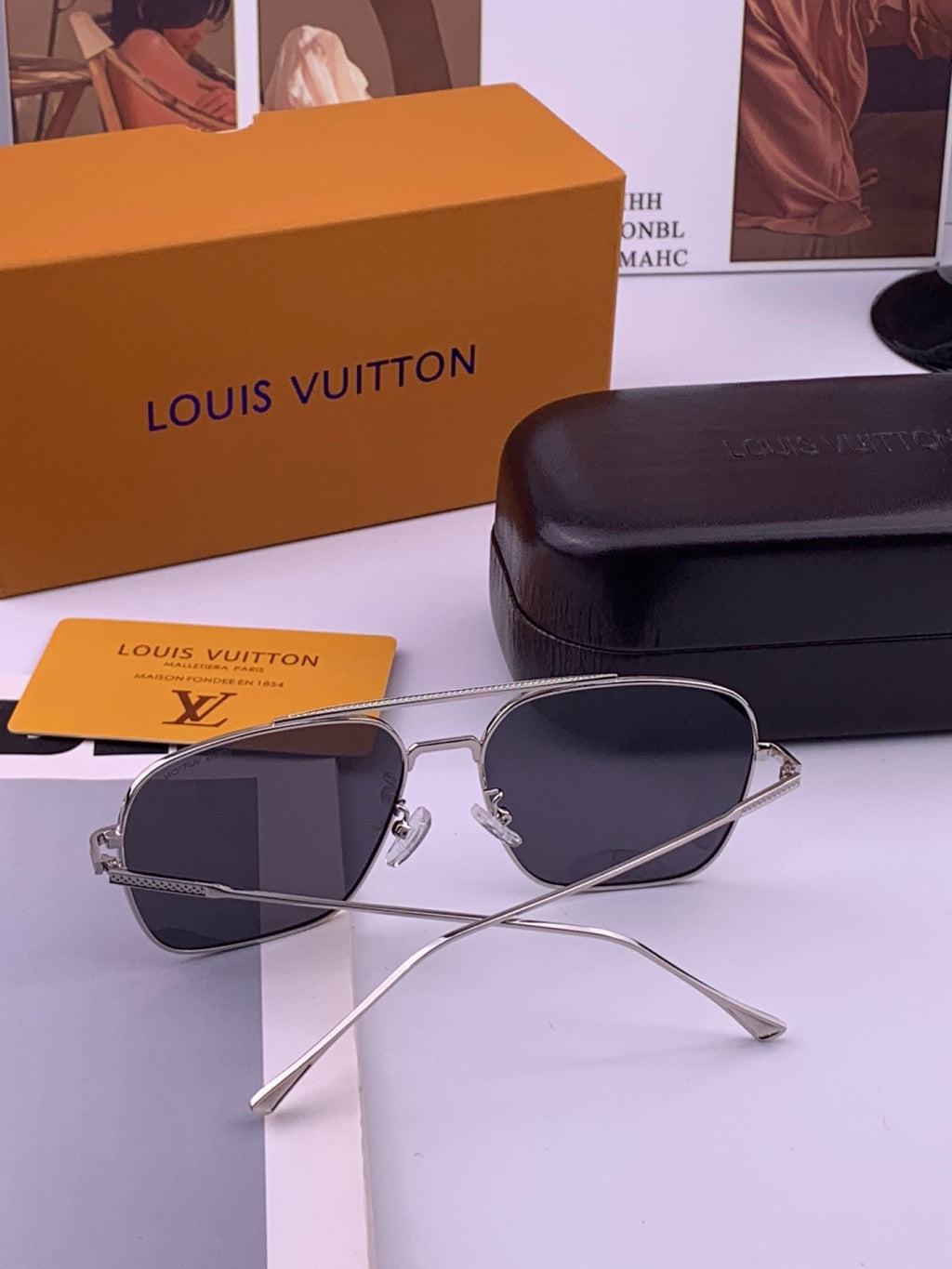Louis Vuitton L1805 Polarized Aviator Orange Lens Sunglasses for Men - 381821 - detail image 5