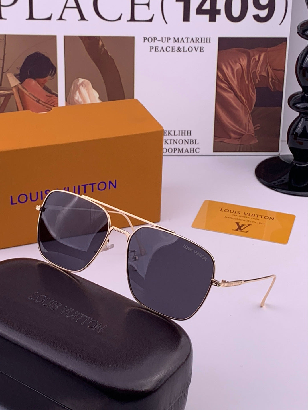 Louis Vuitton L1805 Polarized Aviator Orange Lens Sunglasses for Men & Women - detail image 3