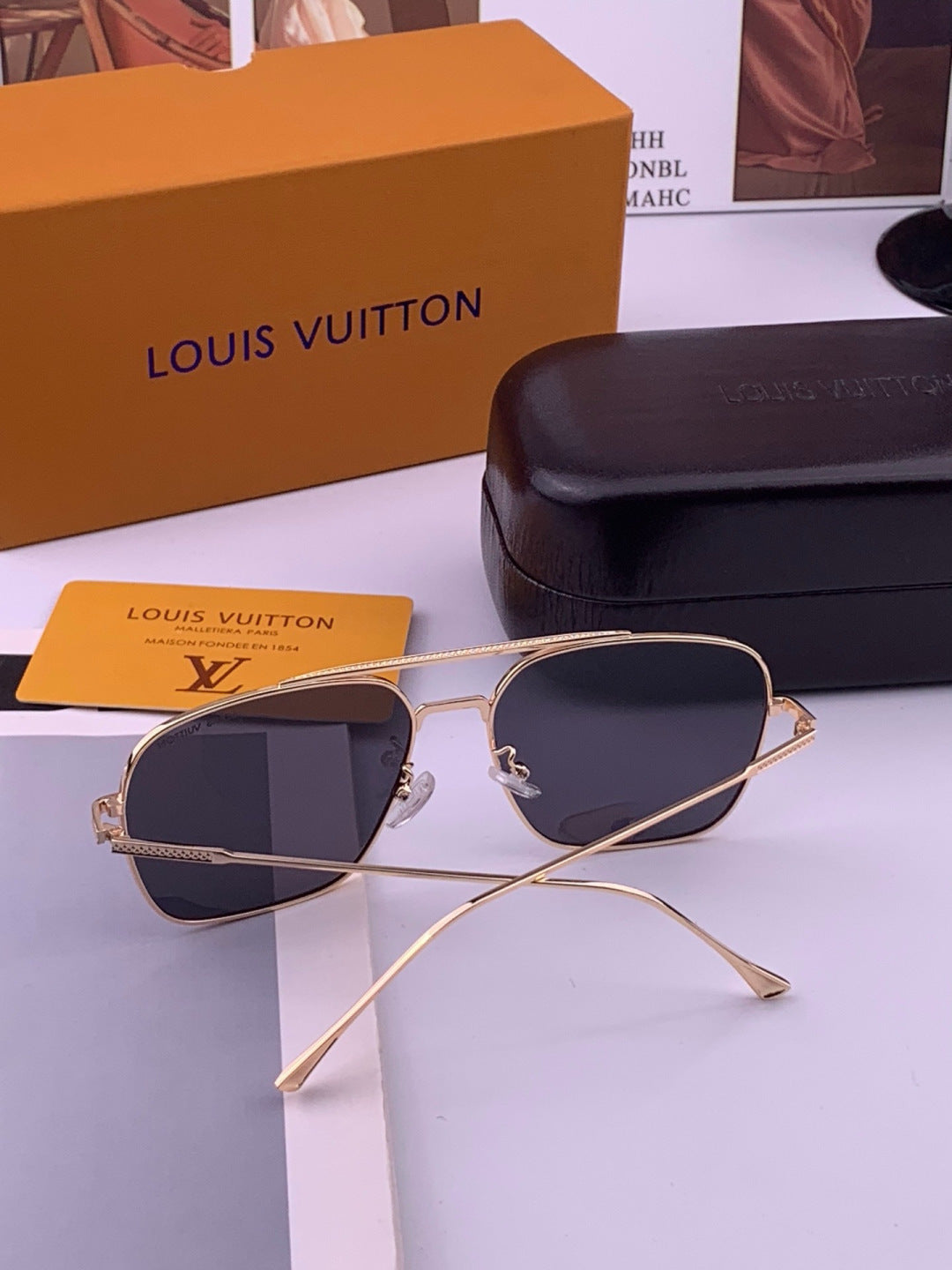 Louis Vuitton L1805 Polarized Aviator Orange Lens Sunglasses for Men & Women - detail image 6