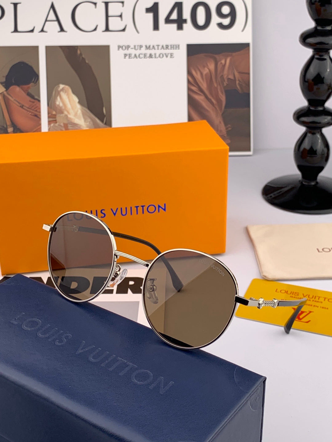 Louis Vuitton L3340 Polarized Aviator Orange Lens Sunglasses for Men - 381823