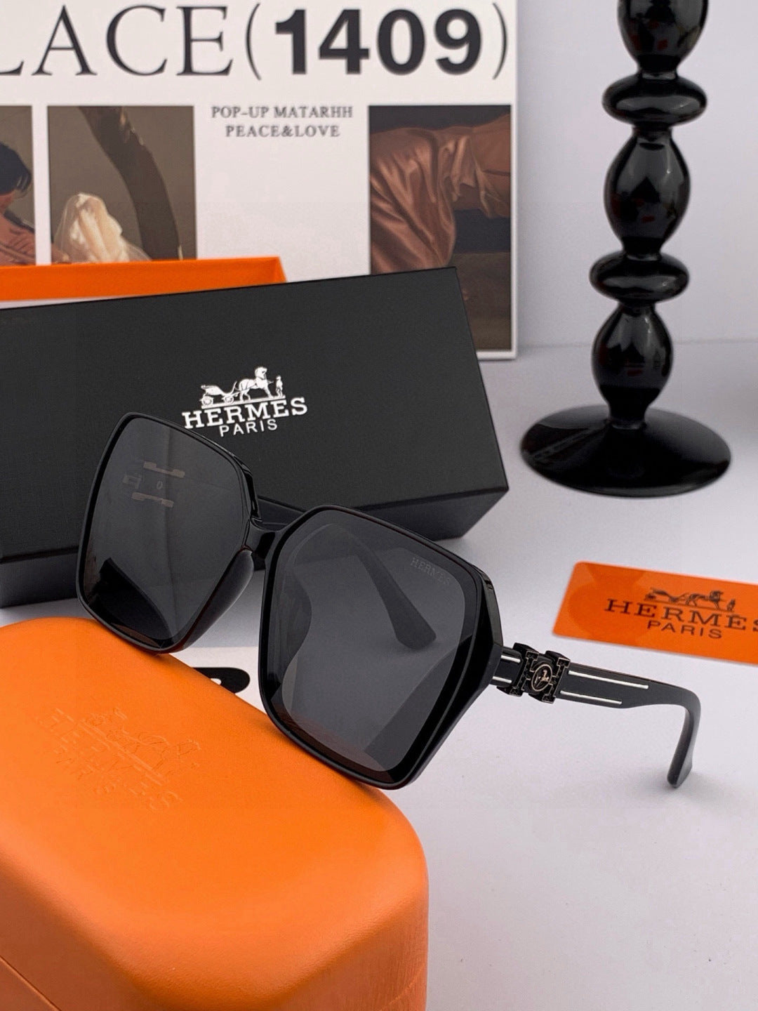 Hermès H1245 Square Gold Lens Sunglasses for Men & Women - 399426 - detail image 5