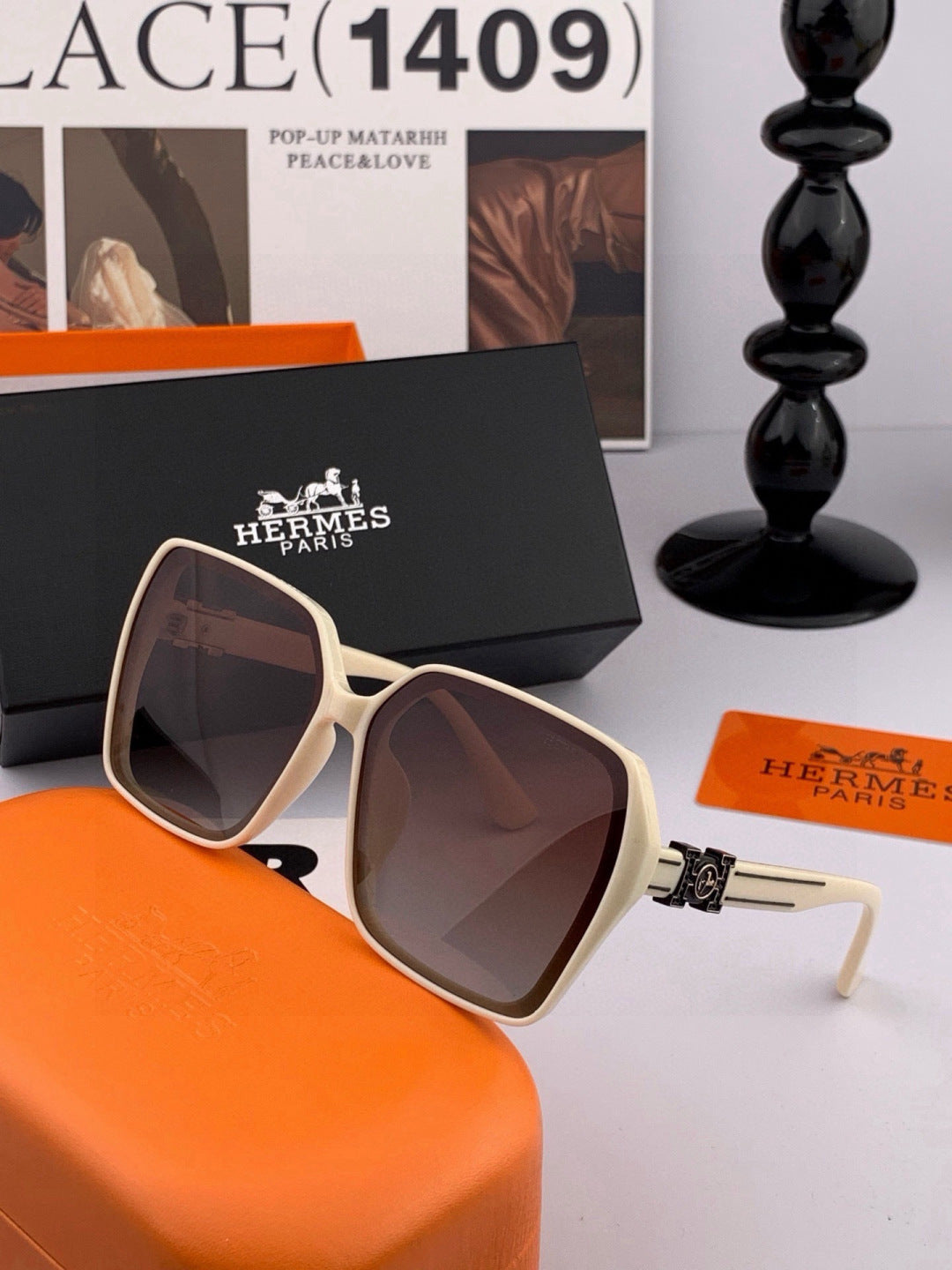 Hermès H1245 Square Gold Lens Sunglasses for Men & Women - 399426 - detail image 6