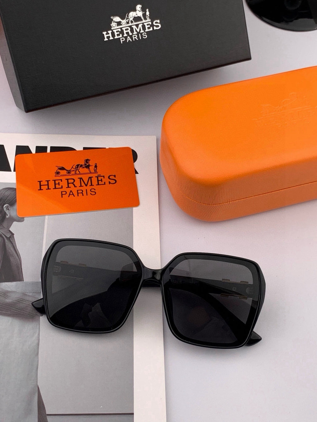Hermès H1245 Square Gold Lens Sunglasses for Men & Women - 399426 - detail image 2
