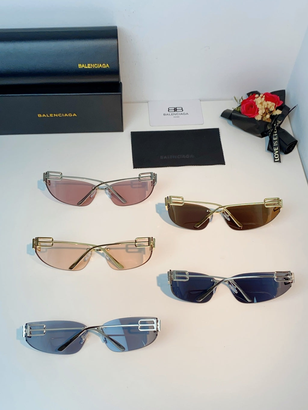Balenciaga Lightweight Rimless Gray Lens Sunglasses for Men & Women - 399135 - detail image 12