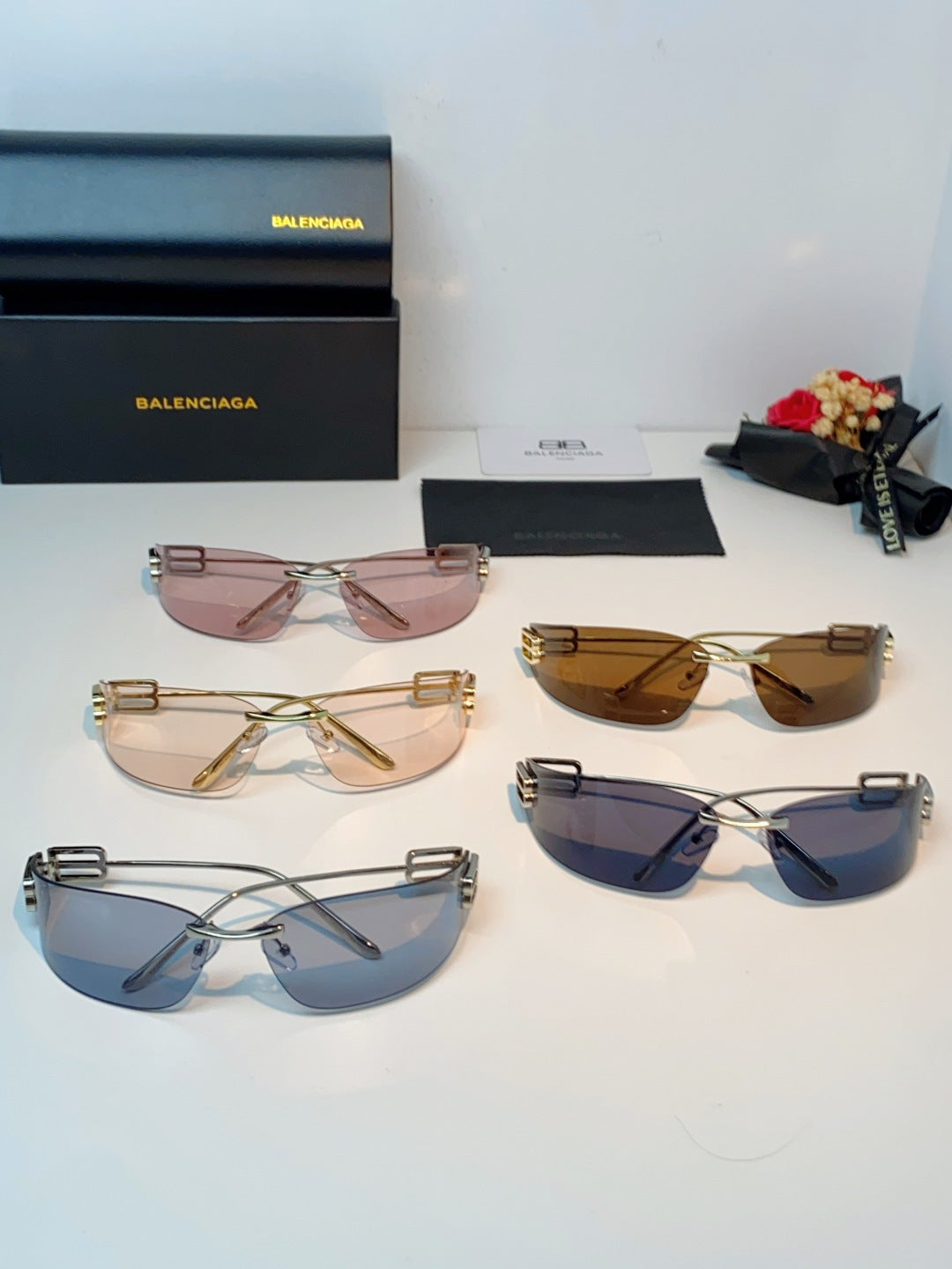 Balenciaga Lightweight Rimless Brown Lens Sunglasses for Men & Women - 399136 - detail image 13