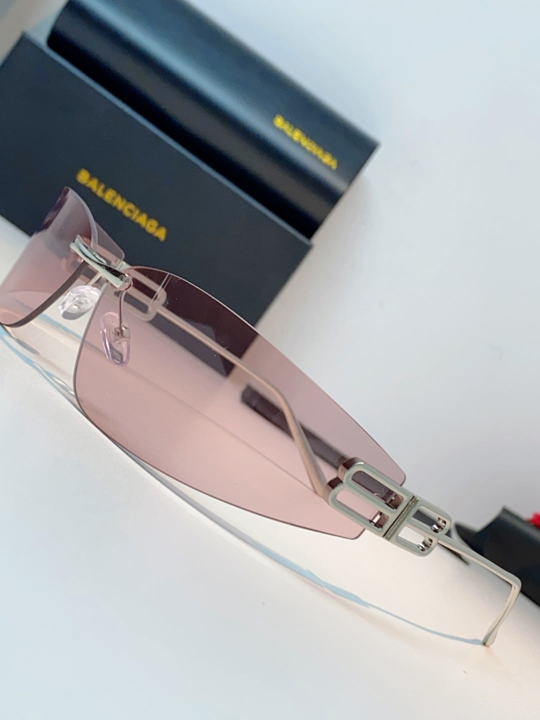 Balenciaga Lightweight Rimless Silver Lens Sunglasses for Men & Women - detail image 7