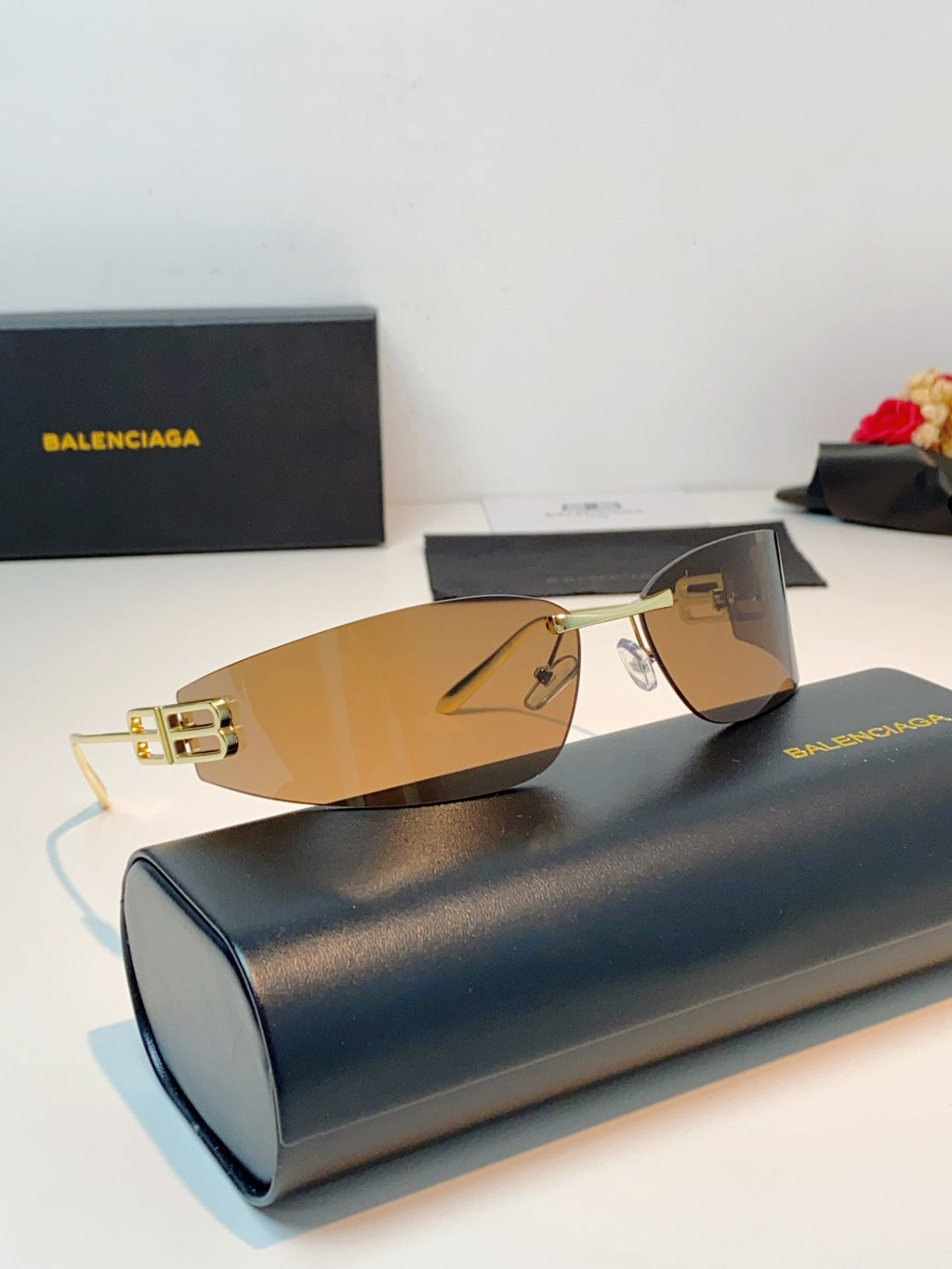 Balenciaga Lightweight Rimless Brown Lens Sunglasses for Men & Women - 399136 - detail image 11