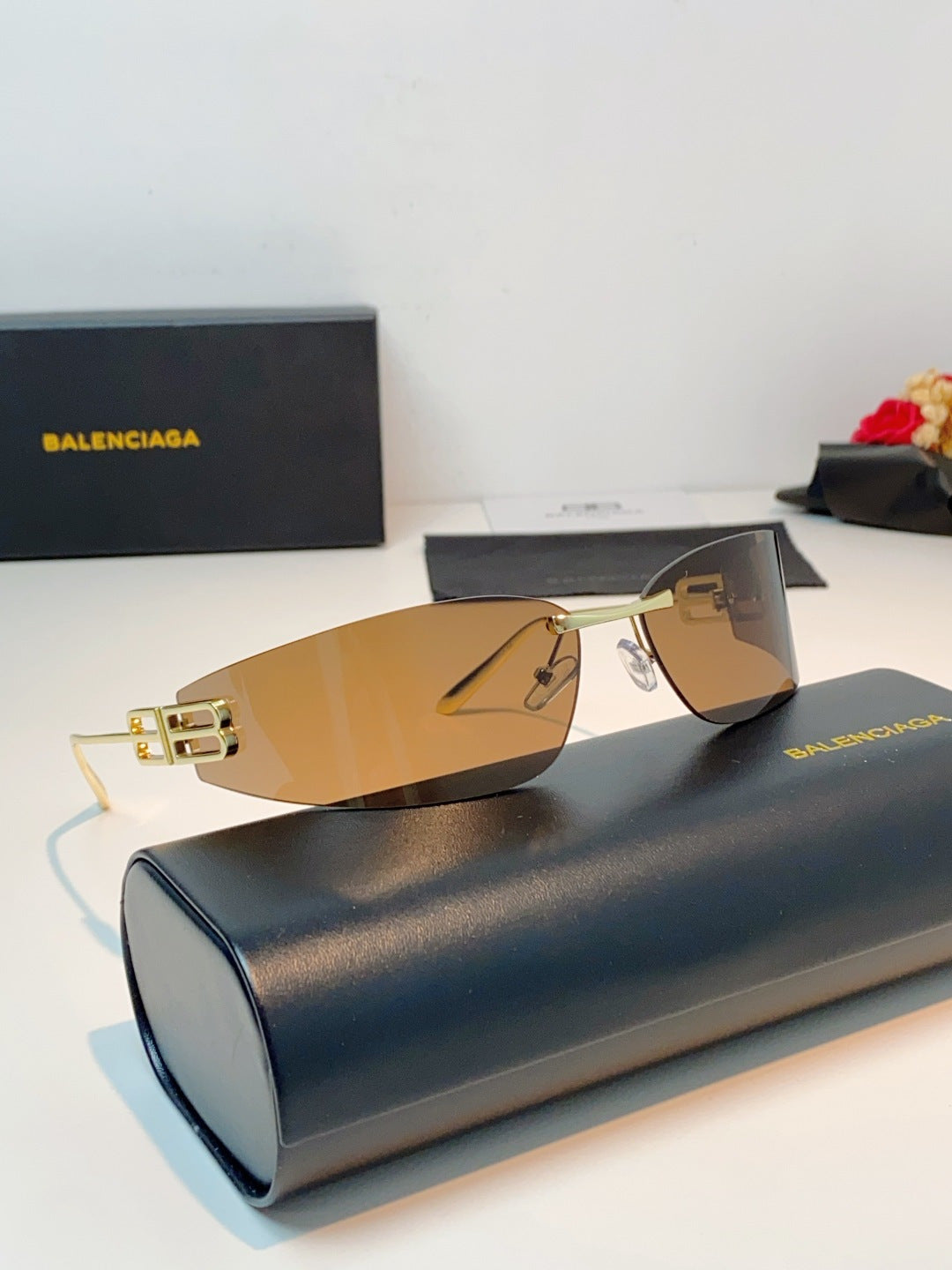 Balenciaga Lightweight Rimless Brown Lens Sunglasses for Men & Women - 399136 - detail image 11