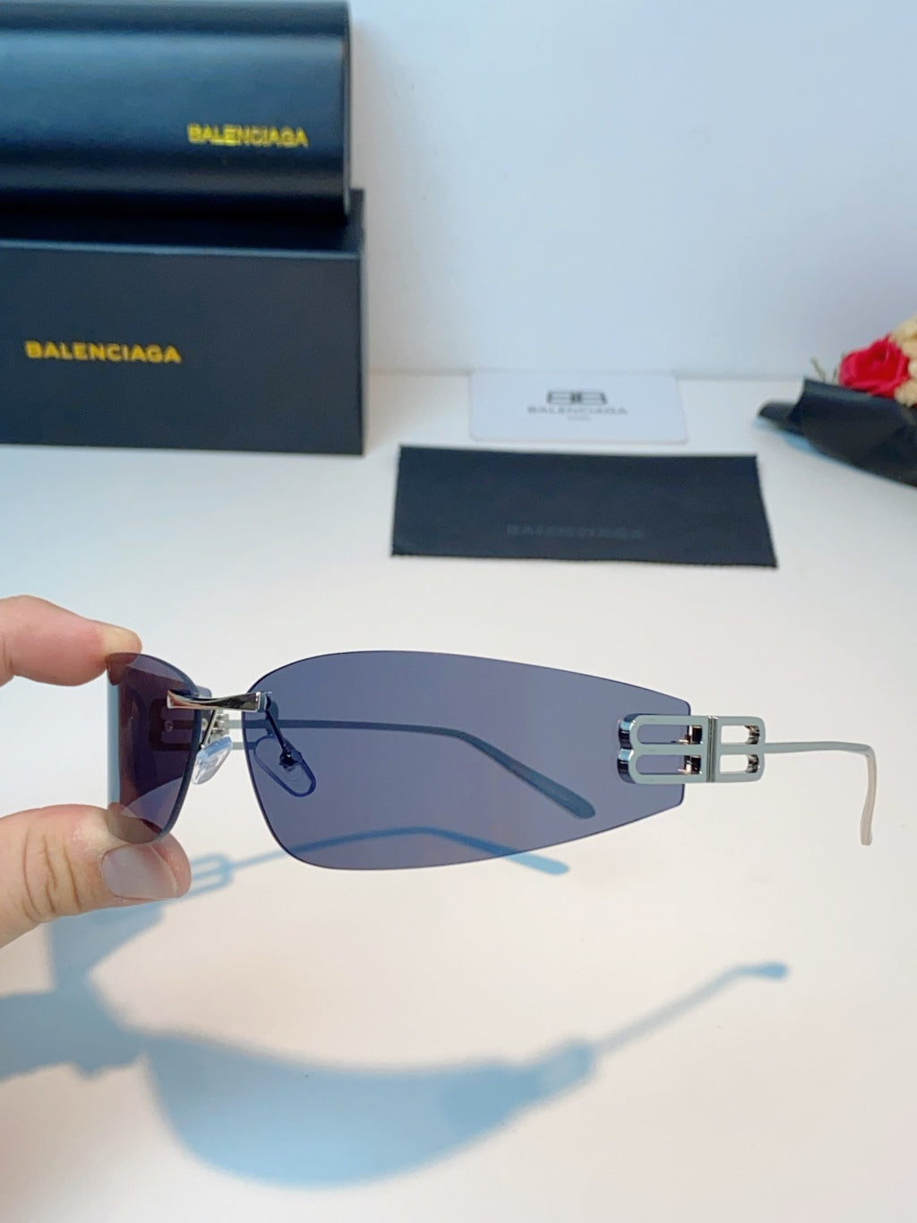 Balenciaga Lightweight Rimless Gray Lens Sunglasses for Men & Women - 399137 - detail image 6