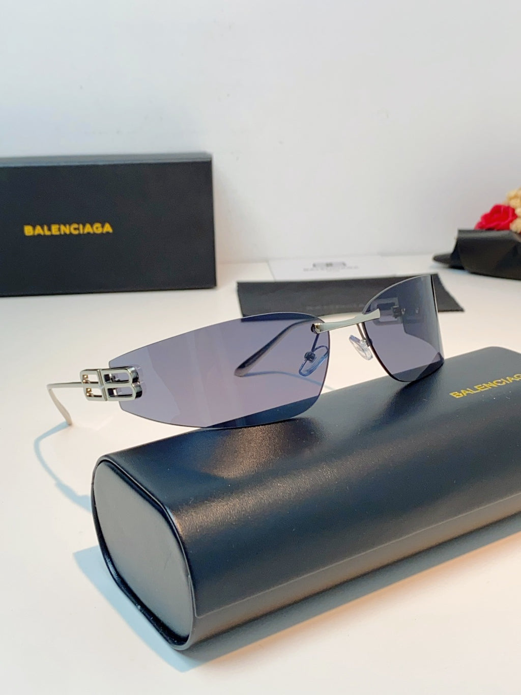 Balenciaga Lightweight Rimless Gray Lens Sunglasses for Men & Women - 399137 - detail image 11