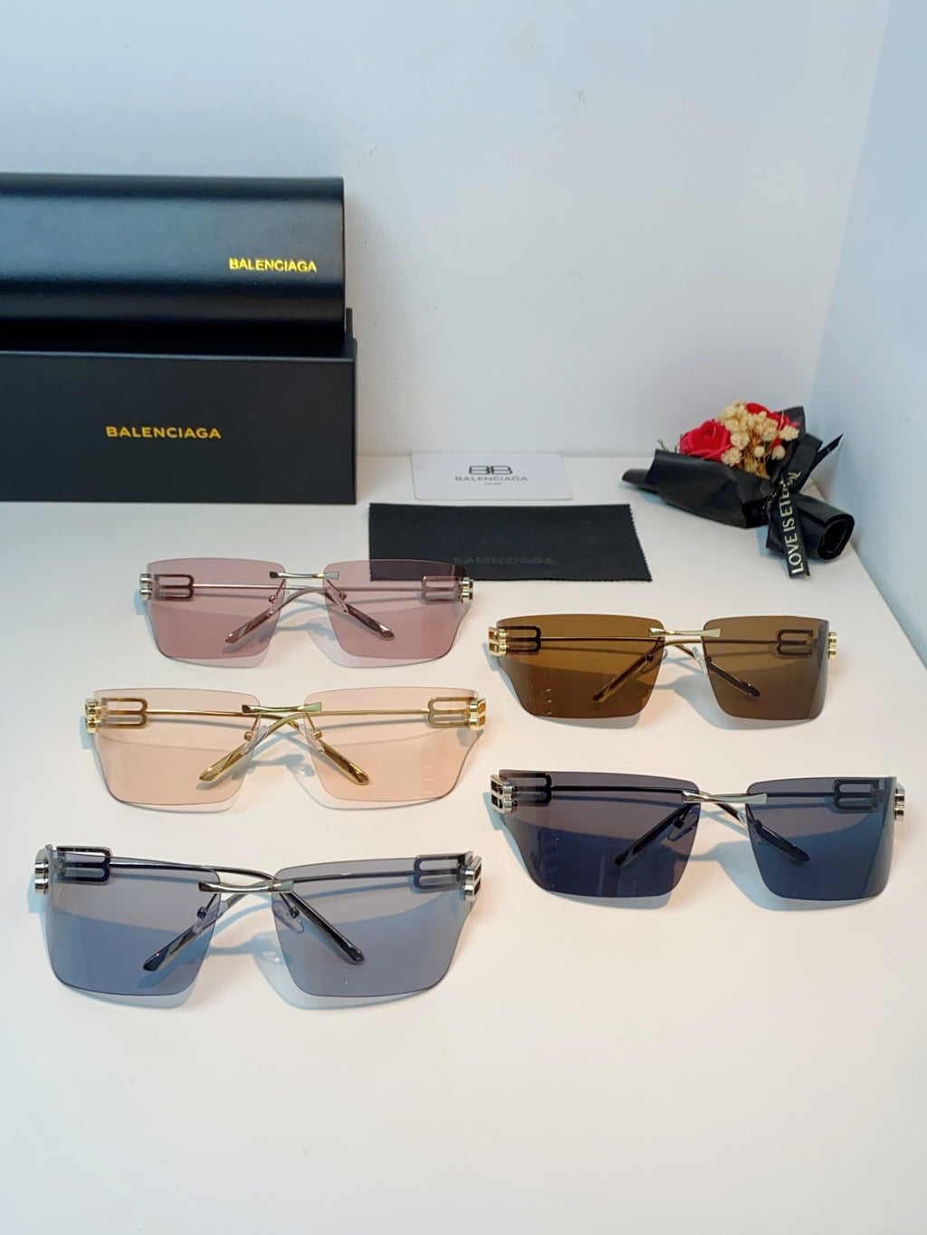 Balenciaga Lightweight Rimless Gray Lens Sunglasses for Men & Women - detail image 13