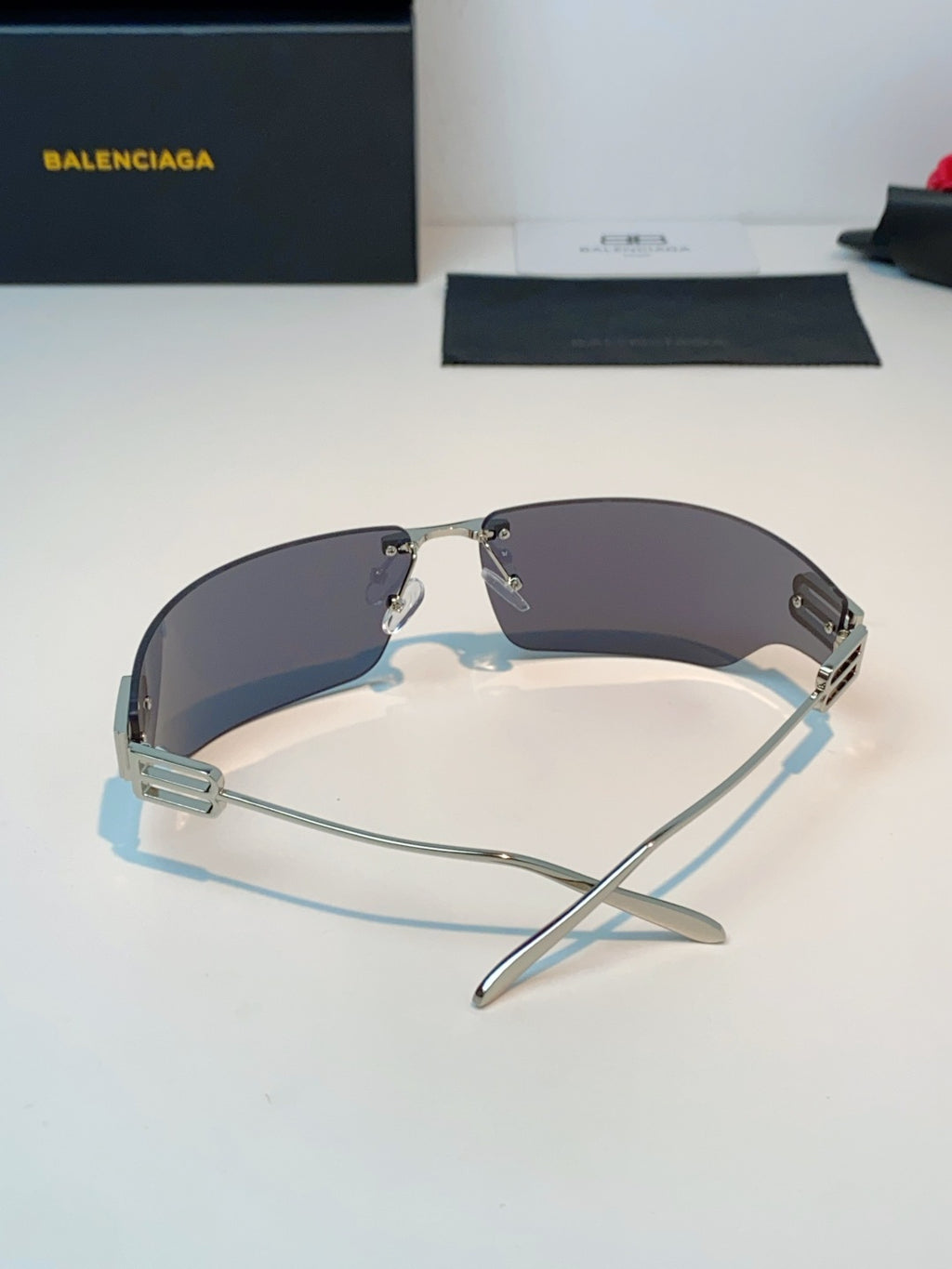 Balenciaga Lightweight Rimless Gray Lens Sunglasses for Men & Women - detail image 3