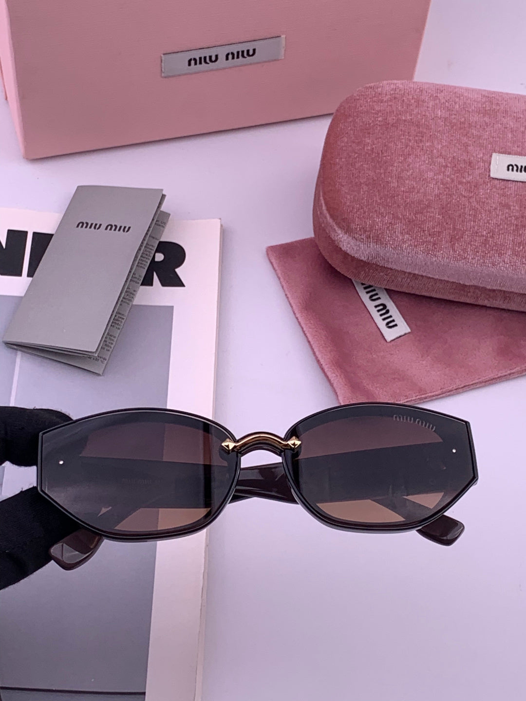 Miu Miu M7350 Fashion Black Lens Sunglasses for Men & Women - 399190