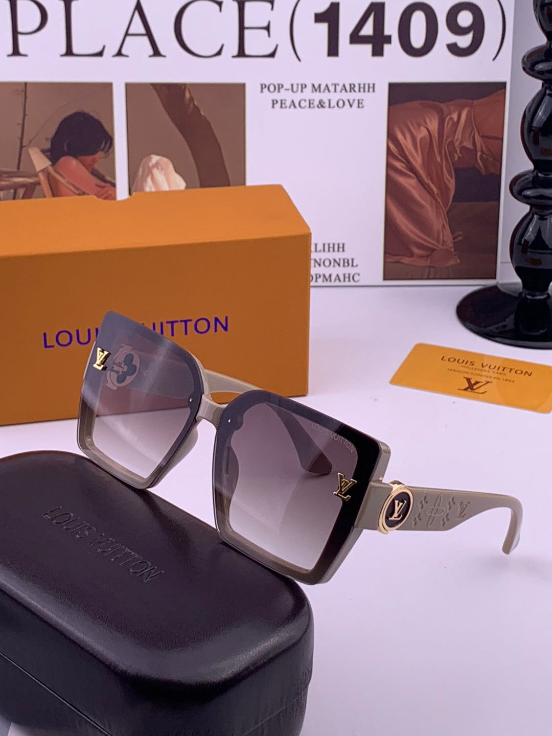 Louis Vuitton L8623 Square Black Lens Sunglasses for Men & Women - 398189 - detail image 2