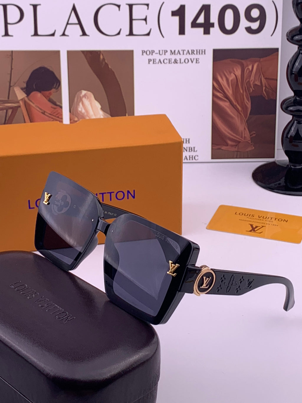 Louis Vuitton L8623 Square Black Lens Sunglasses for Men & Women - 398190 - detail image 2