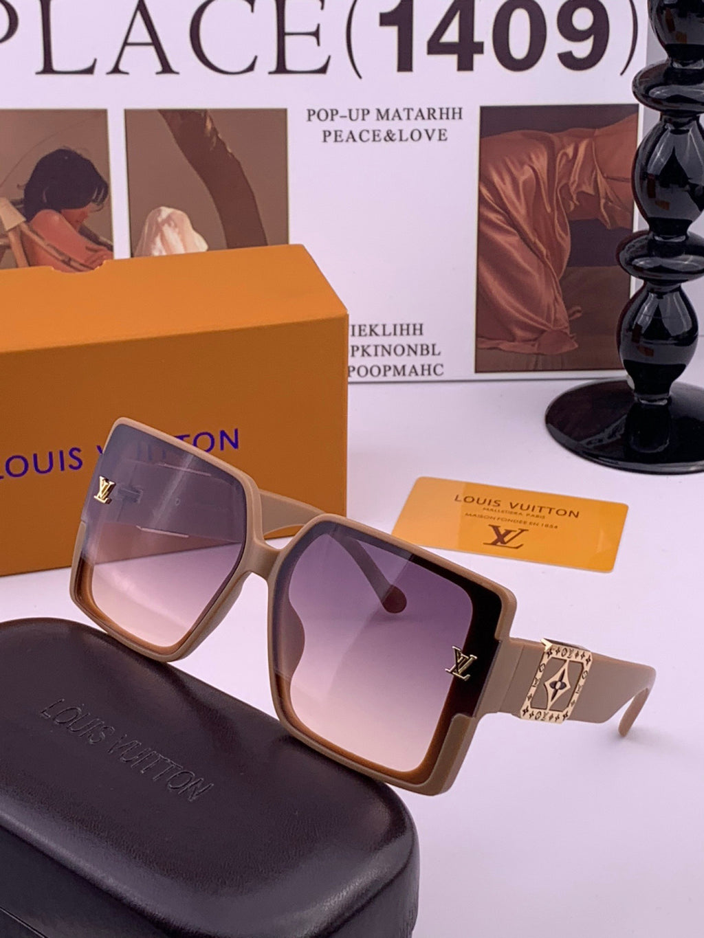 Louis Vuitton L97003 Square Black Lens Sunglasses for Men & Women - 398146 - detail image 2