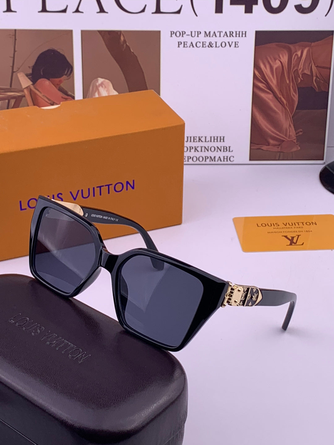 Louis Vuitton L36900 Square Black Lens Sunglasses for Men & Women - 398134 - detail image 2