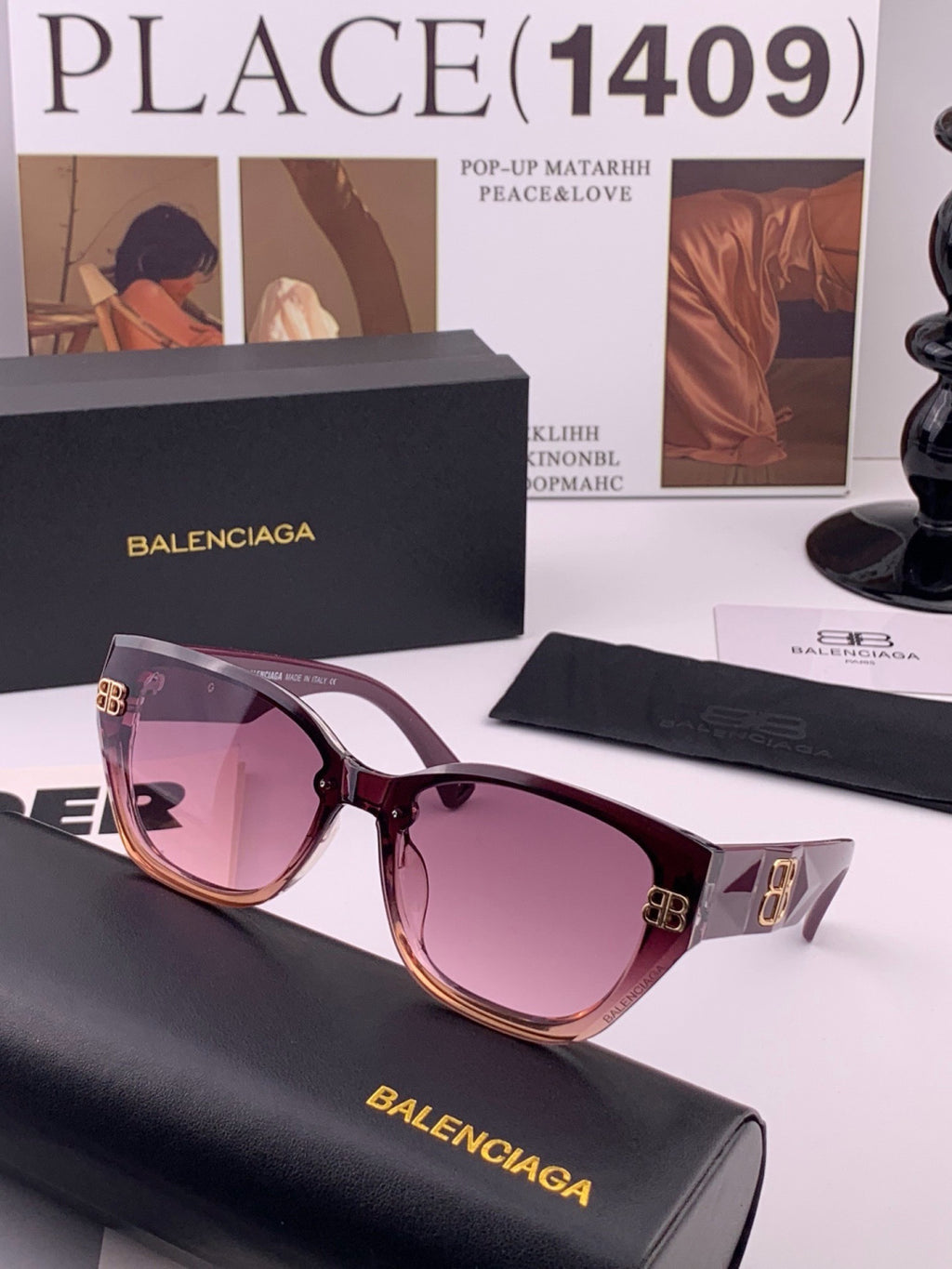 Balenciaga BL1350 Metal Fashion Black Lens Sunglasses for Men & Women - 399147