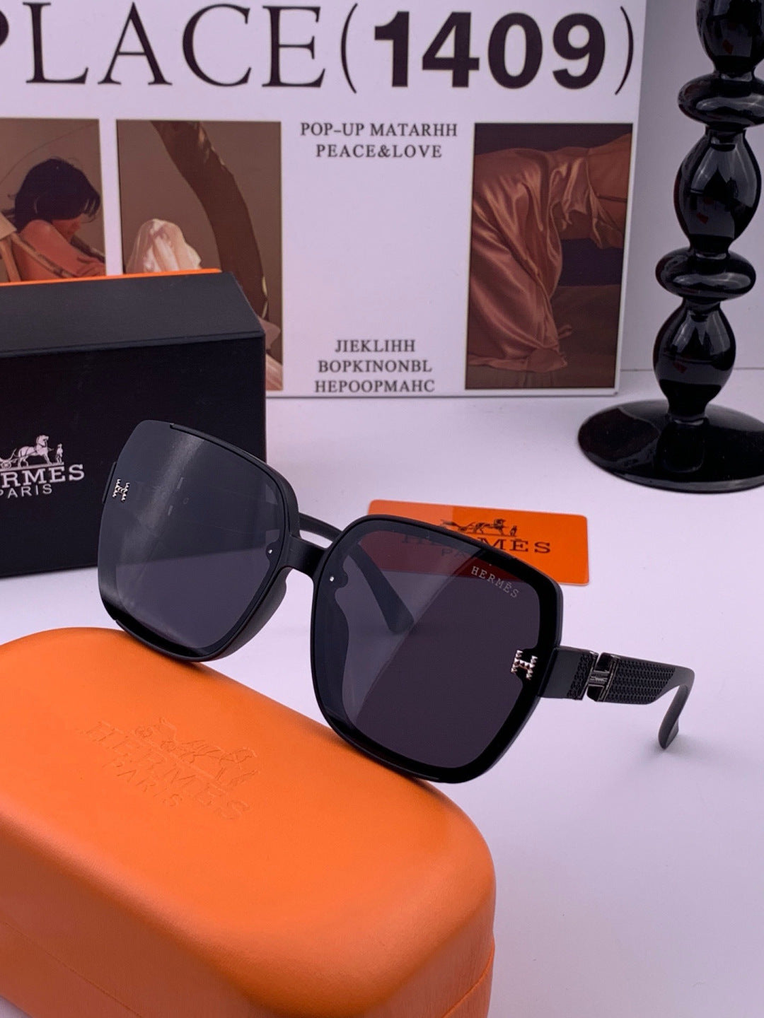 Hermès H8303 Square Black Lens Sunglasses for Men & Women - 399455 - detail image 2