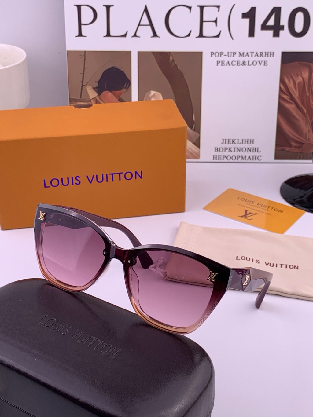 Louis Vuitton L17001 Square Gold Lens Sunglasses for Women - 398120 - detail image 2