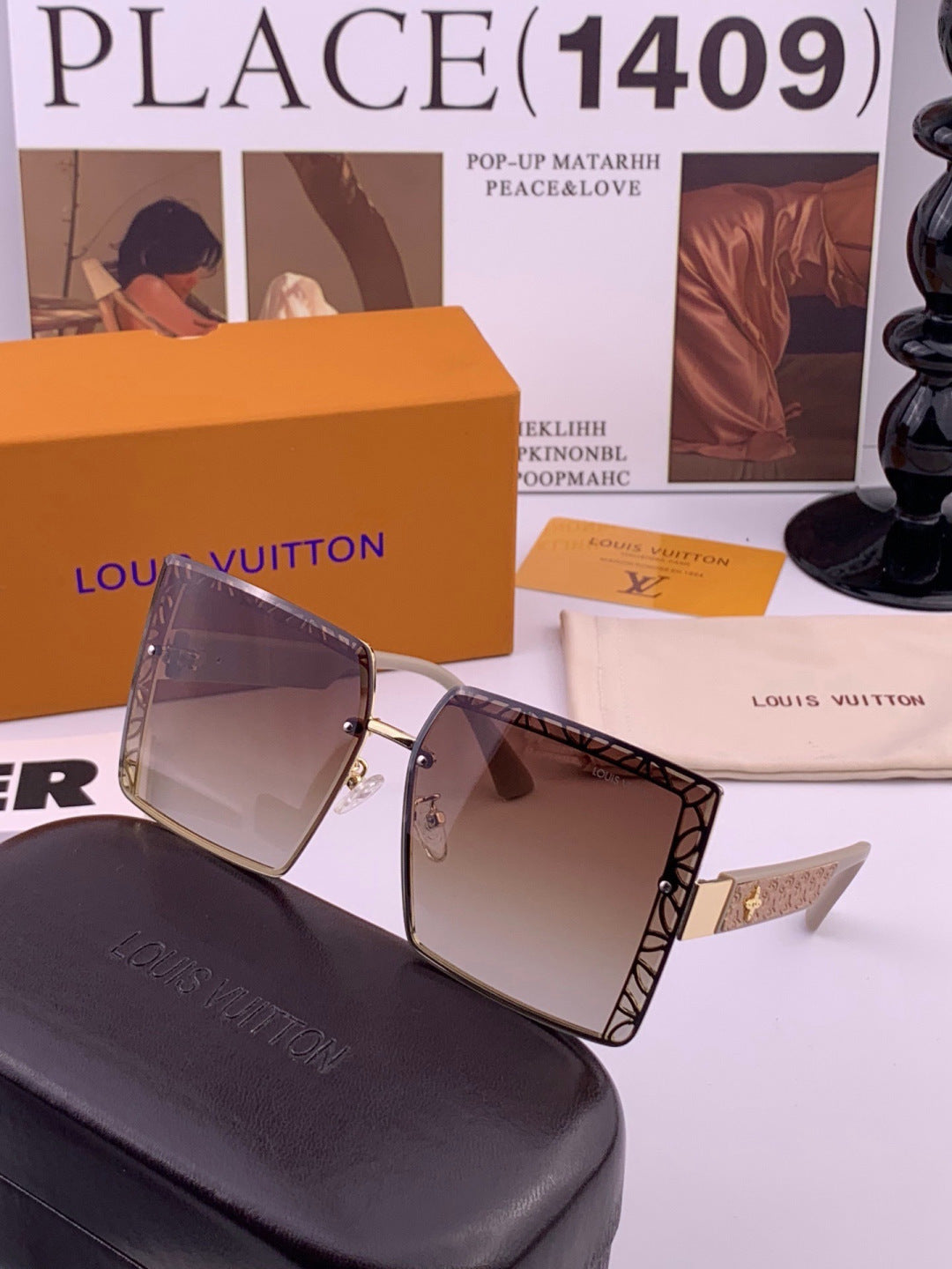 Louis Vuitton L3730 Square Gold Lens Sunglasses for Men & Women - 414871 - detail image 4