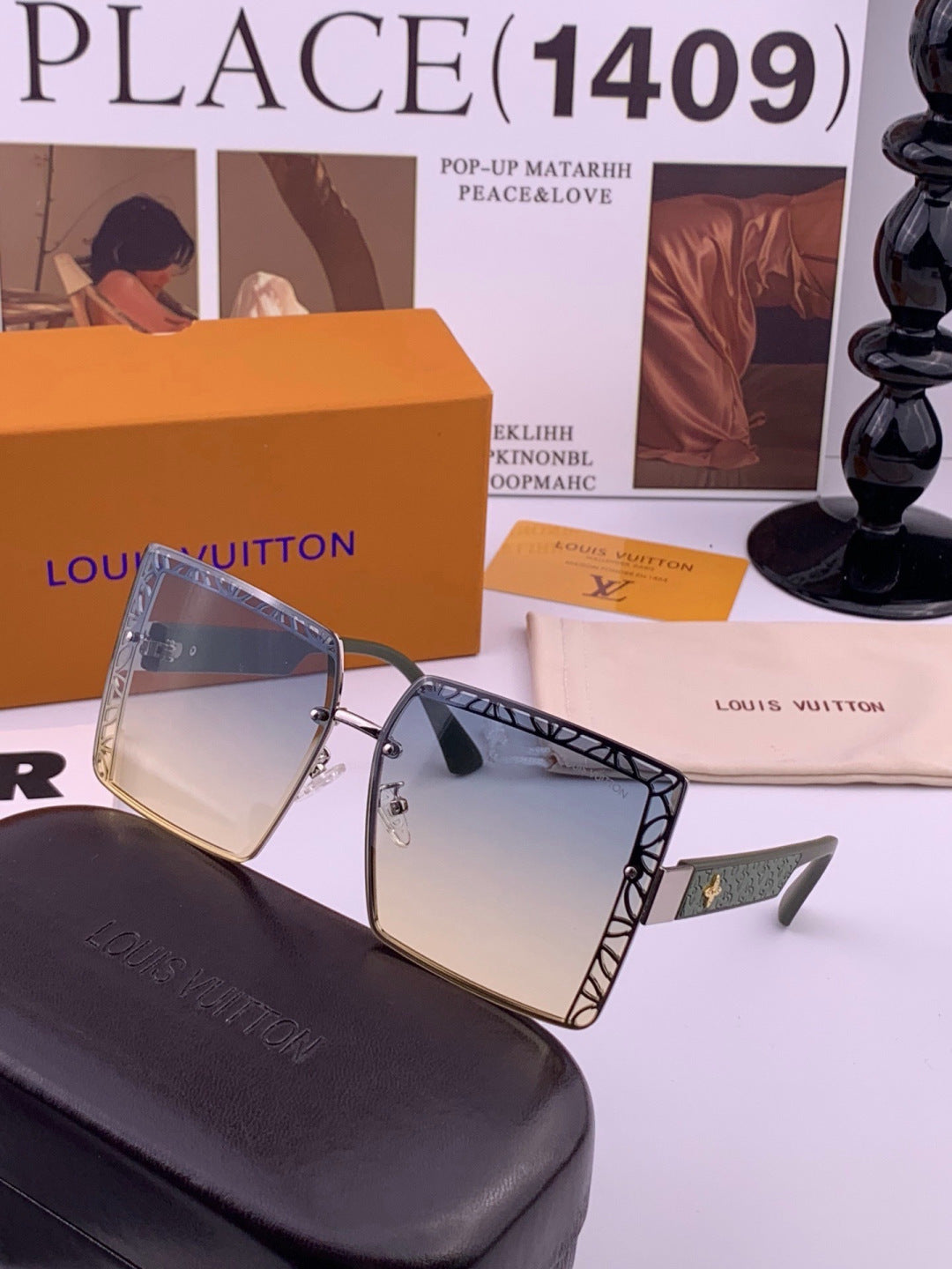 Louis Vuitton L3730 Square Gold Lens Sunglasses for Men & Women - 414871 - detail image 3