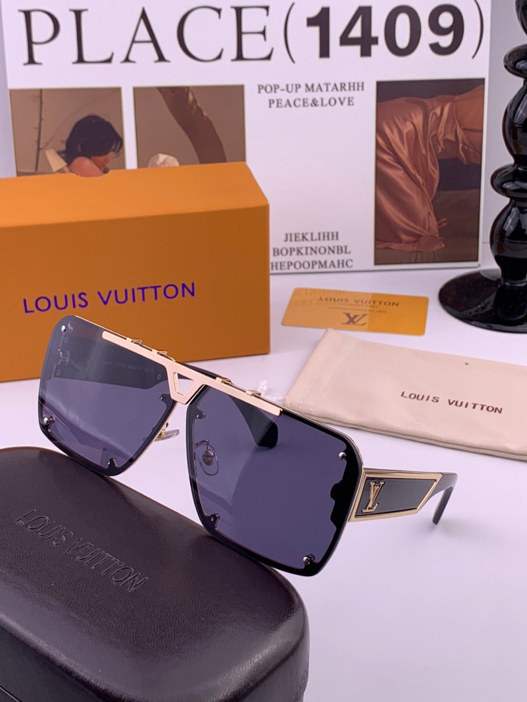Louis Vuitton L501 Aviator Blue Lens Sunglasses for Men & Women - detail image 4