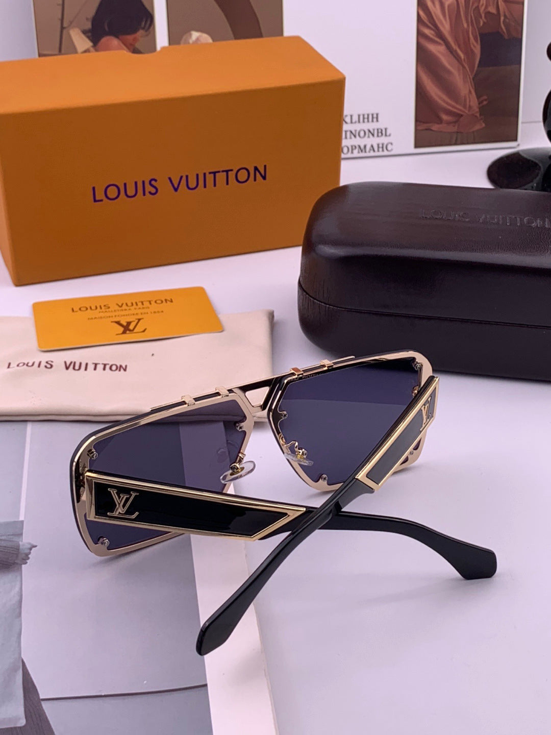 Louis Vuitton L501 Aviator Blue Lens Sunglasses for Men & Women - detail image 5
