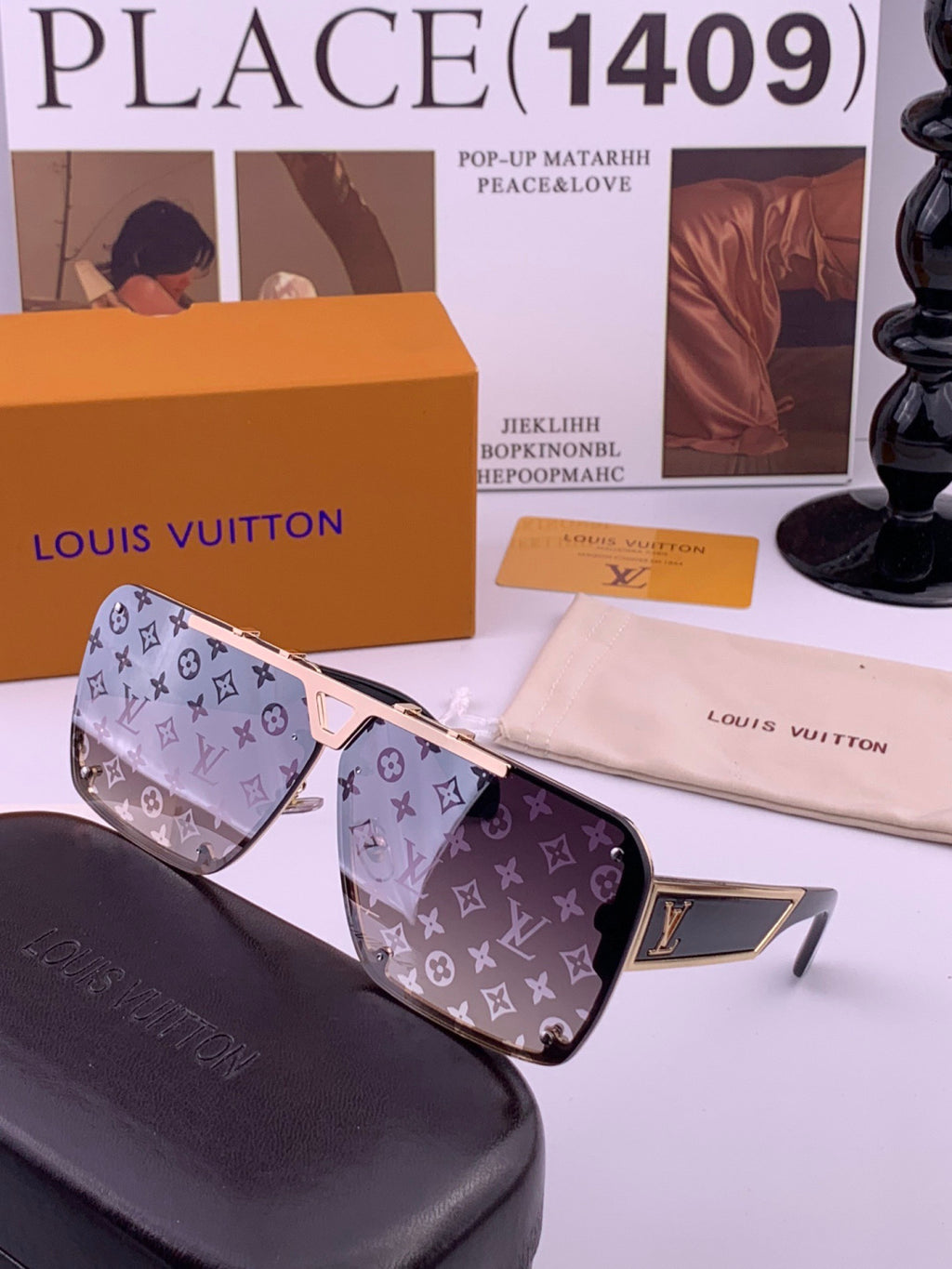 Louis Vuitton L501 Aviator Blue Lens Sunglasses for Men & Women - detail image 2